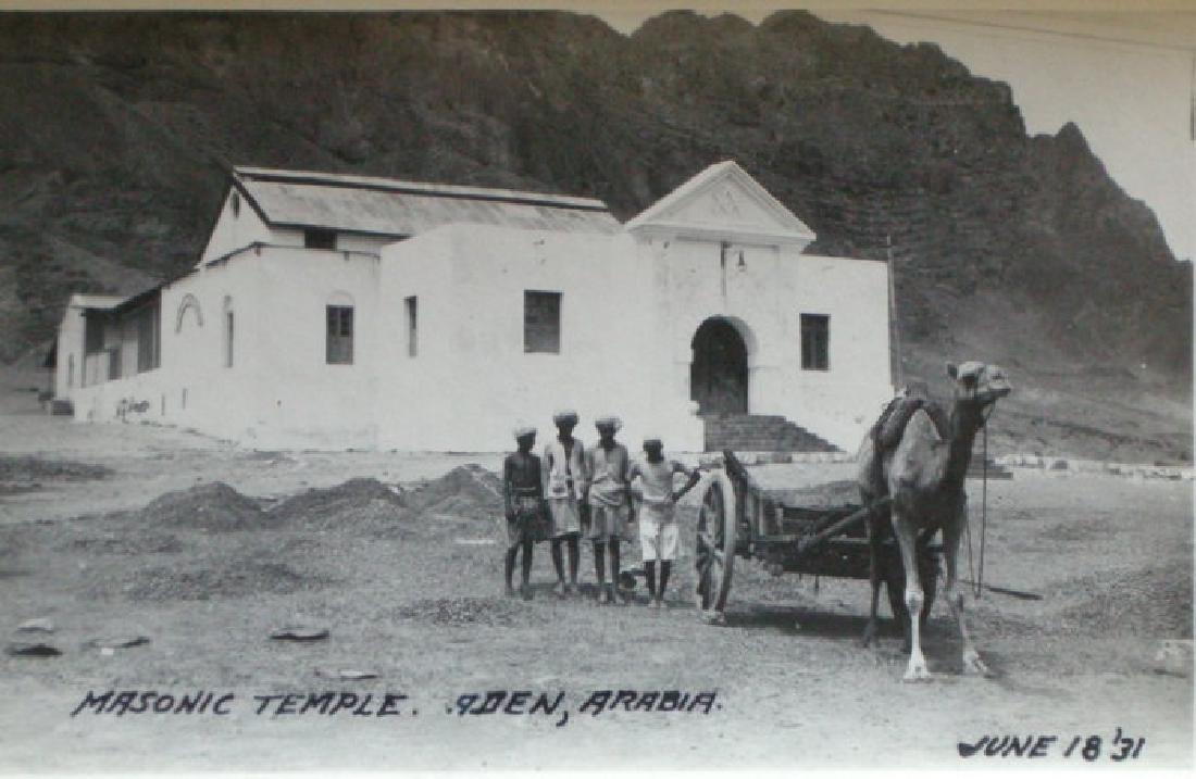 Masonic Temple, Aden. 1931: Masonic Temple, Aden. June 18th. 1931. Good contrast ad tonality. 3 x 4.875 in.