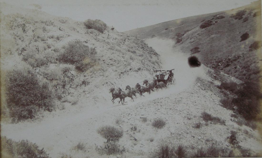 Stage Coach on Santa Catalina Island.: Stage Coach on Santa Catalina Island, CA. By Ironmonger. 5 x 8