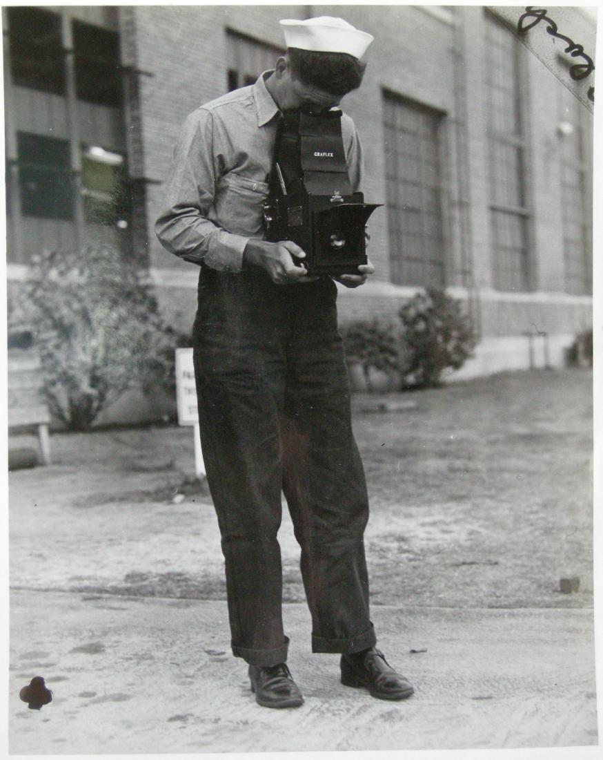 Navy Photographer with Graflex Camera: Navy Photographer with Graflex Camera. 9 x 7.125
