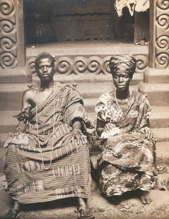 Ashanti Chief and His Wife, Gold Coast. c1925: Ashanti Chief and His Wife, Gold Coast. C1925. By Ewing Galloway Agency. Very good contrast and tonality. 9.5 x 7.5 in.