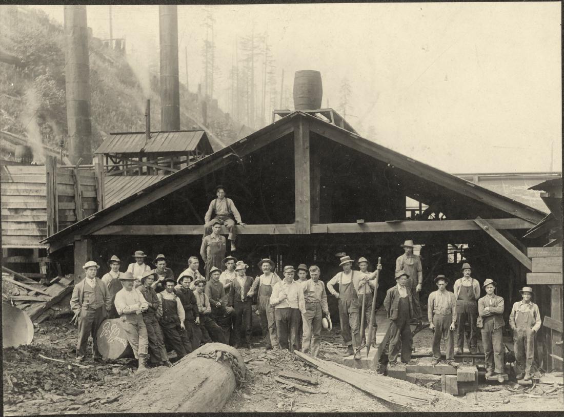 Saw Mill, Disston, Oregon. c1895: Saw Mill, Disston, Oregon. C1895. By Armstrong, Cottage Grove, Oregon. Very good contrast and tonality. 5.875 x 7.875 in.
