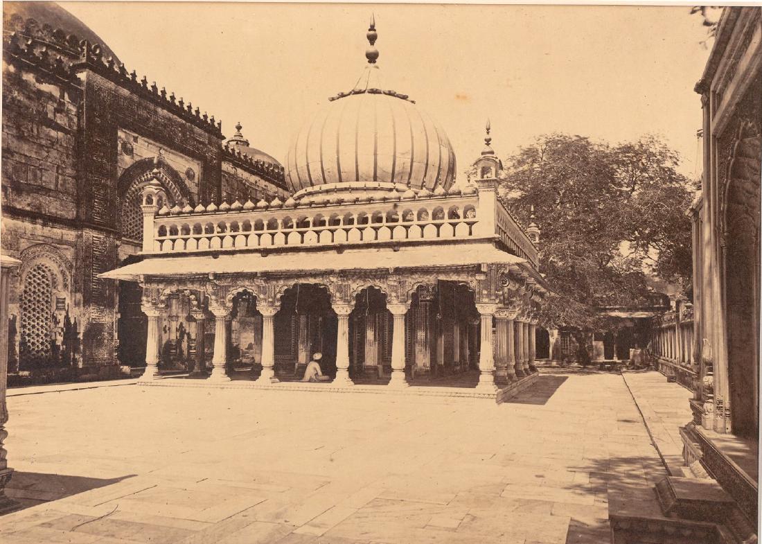 Delhi - Tomb of Nizam-Ood-Deen. c1865: Delhi - Tomb of Nizam-Ood-Deen. C1865. Very good contrast and tonality, spot in sky area. Photographer: Samuel Bourne #1364. 8 x 11.125 inches