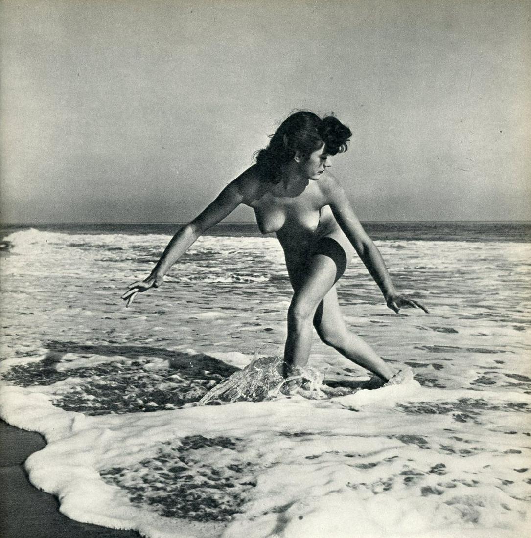 Nude by Andre de Dienes. C1956: Nude by Andre de Dienes. C1956. American-Hungarian photographer famous for nude photography and photographs of a young Marilyn Monroe. Photogravure from The Nude. 8.375 x 8.25 in. rev: 8.25 x 8.25 in.
