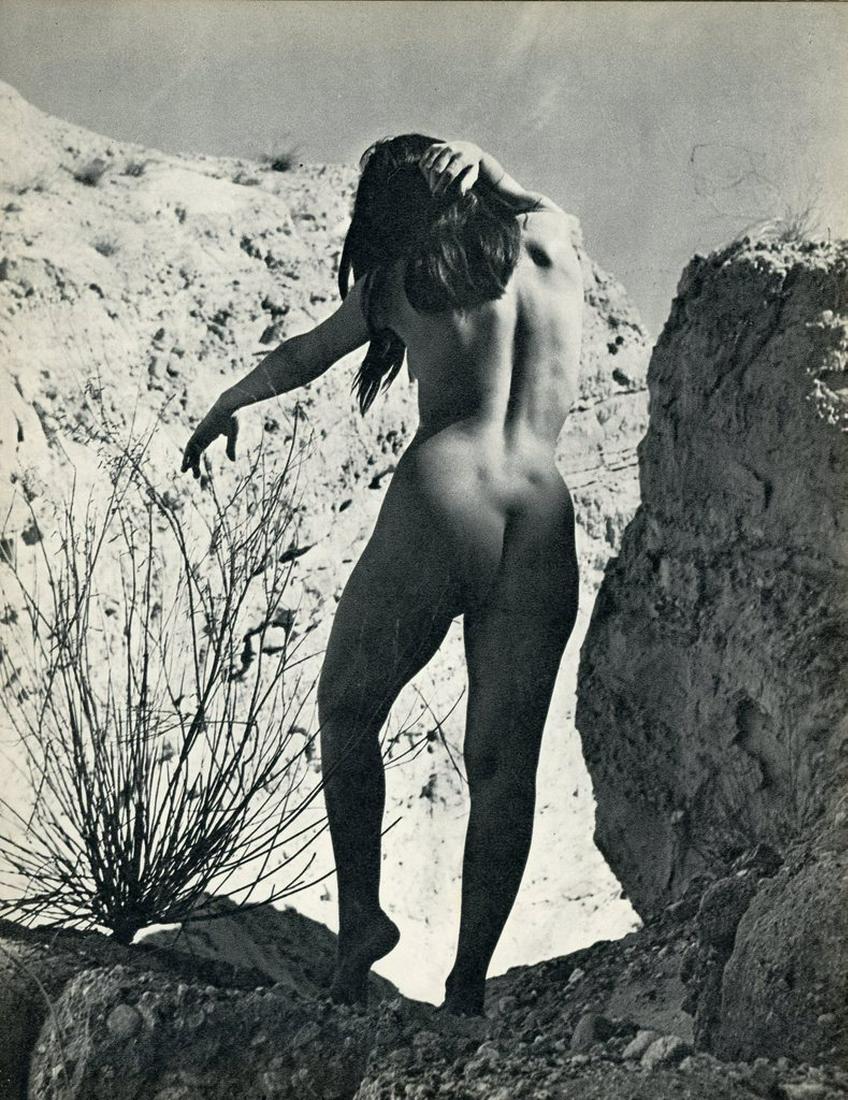 Nude by Andre de Dienes. C1956: Nude by Andre de Dienes. C1956. American-Hungarian photographer famous for nude photography and photographs of a young Marilyn Monroe. Photogravure from The Nude. 10.75 x 8.25 in. Reverse: 8 x 6.75 in