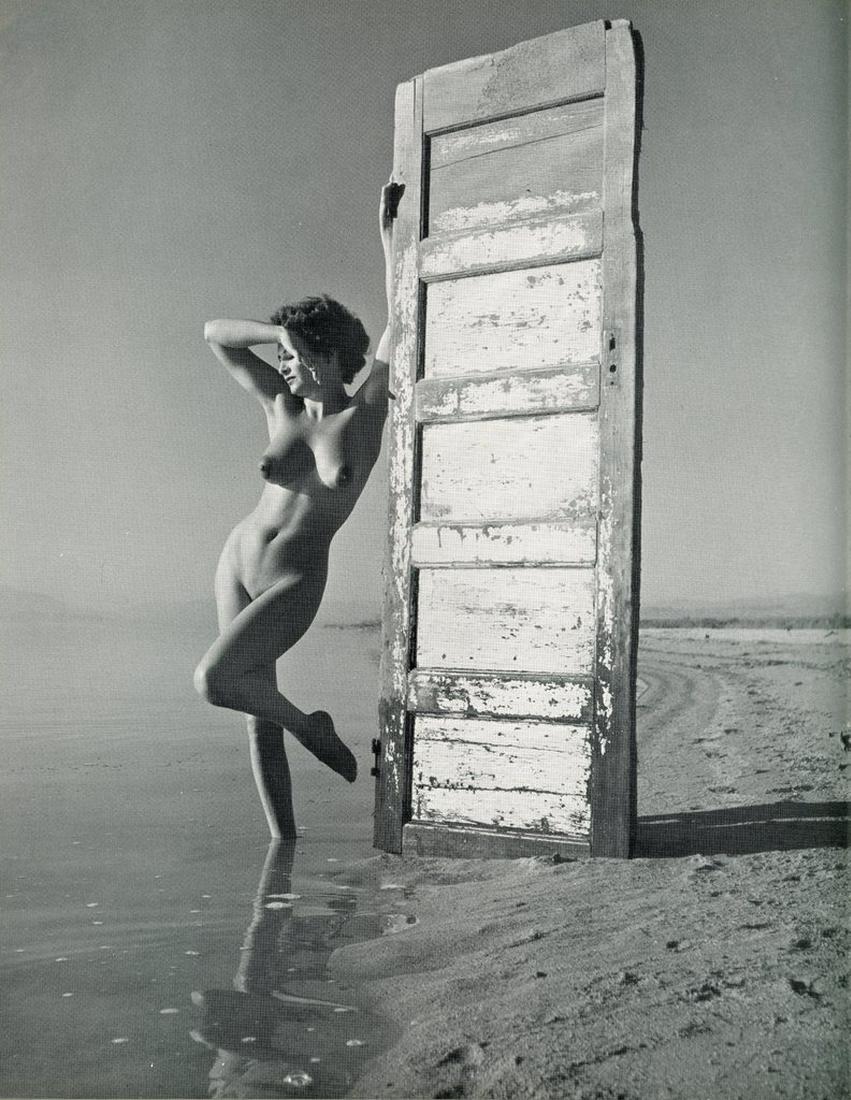 Nude by Andre de Dienes. C1958: Nude by Andre de Dienes. C1956. American-Hungarian photographer famous for nude photography and photographs of a young Marilyn Monroe. Rotogravure from Nude Pattern. 10.625 x 8.25 in. Reverse: 10.625