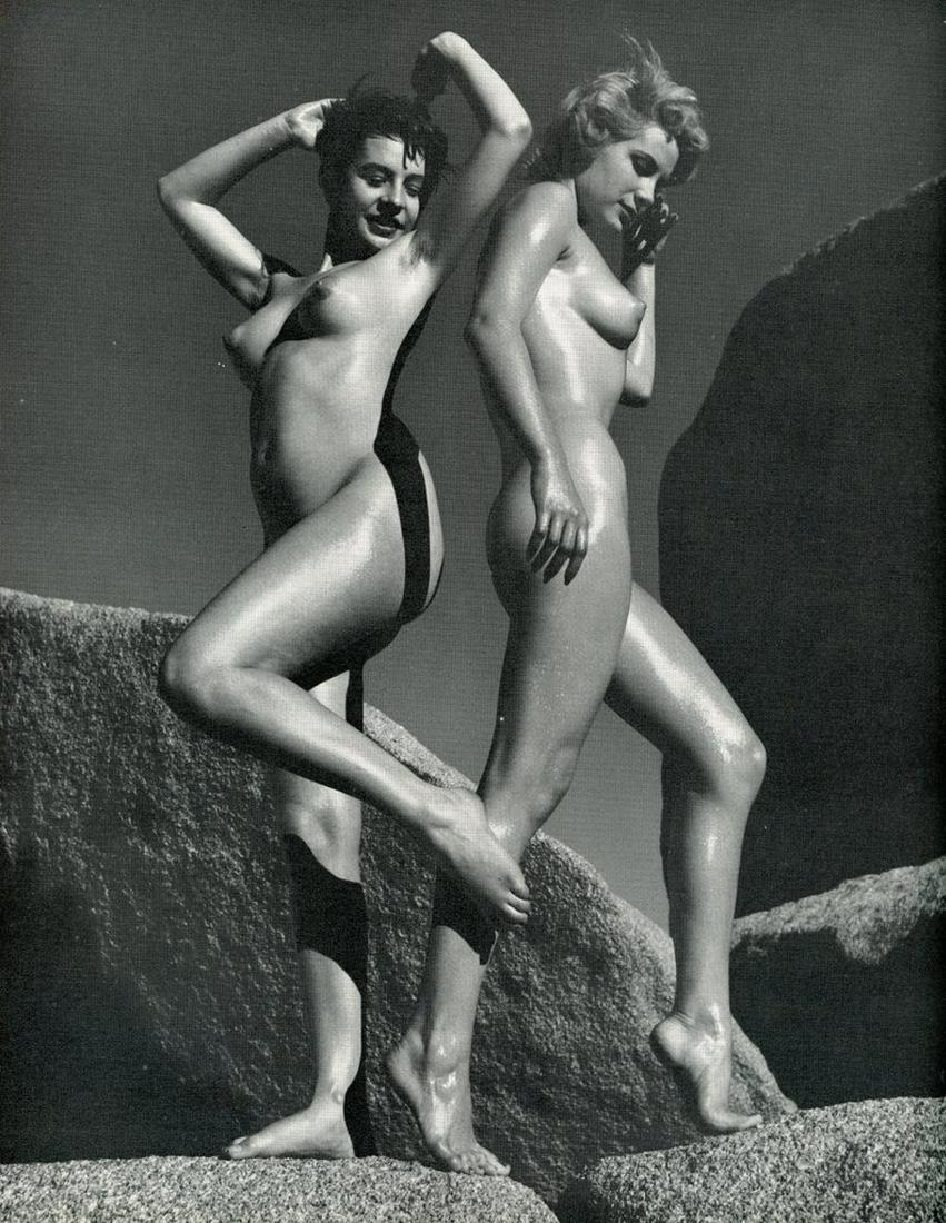 Nude by Andre de Dienes. C1958: Nude by Andre de Dienes. C1956. American-Hungarian photographer famous for nude photography and photographs of a young Marilyn Monroe. Rotogravure from Nude Pattern. 10.625 x 8.25 in. Reverse: 6.75 x