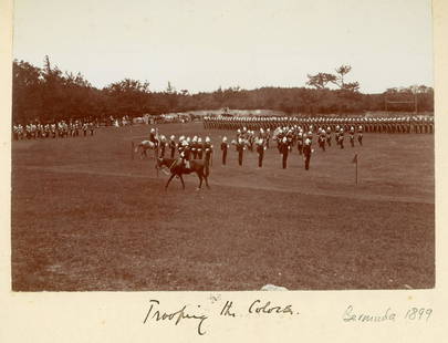 4 Views of the Trooping of the Colour, Bermuda. c1899: 4 Views of the Trooping of the Colour, Bermuda. C1899. Good contrast and tonality. 4.5 x 6.375 each