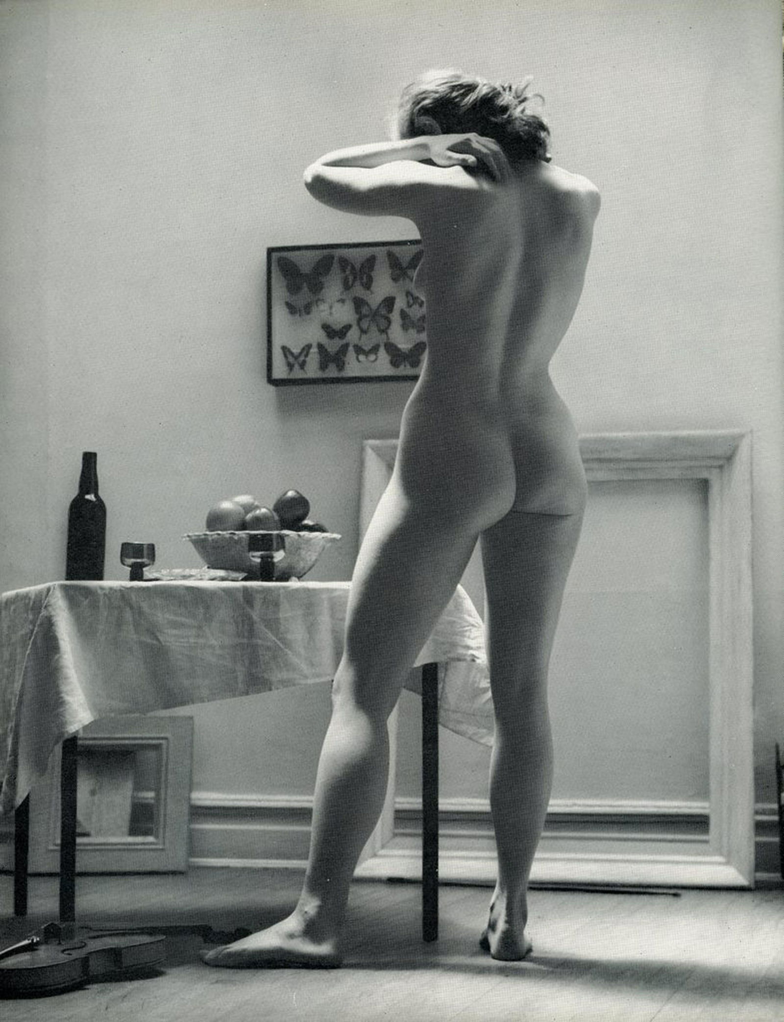 Nude by Andre de Dienes. C1958: Nude by Andre de Dienes. C1958. American-Hungarian photographer famous for nude photography and photographs of a young Marilyn Monroe. From Nude Pattern. 10.75 x 8.25 in. Rev: 10.75 x 8.25 in