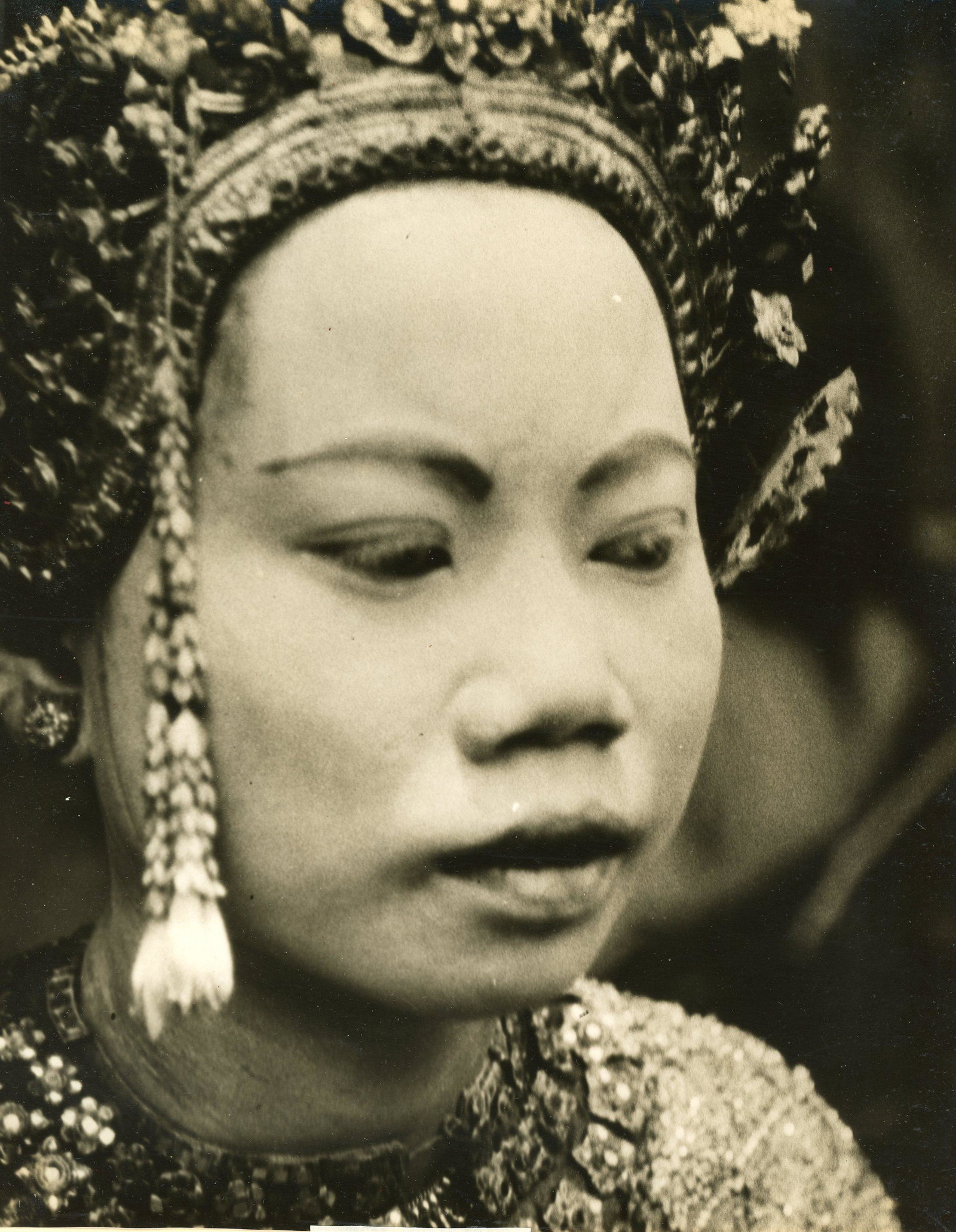 Face of Cambodian Dancer. C1925: Face of Cambodian Dancer. C1925. By Ewing Galloway Agency. Very good contrast and tonality. 9.5 x 7.5 in.