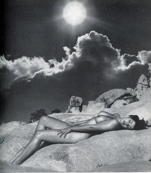 Nude by Andre de Dienes. C1962: Nude by Andre de Dienes. C1962. American-Hungarian photographer famous for nude photography and photographs of a young Marilyn Monroe. From Best Nudes. 9.5 x 8.75 in. Rev: 10.9 x 8.75 in.