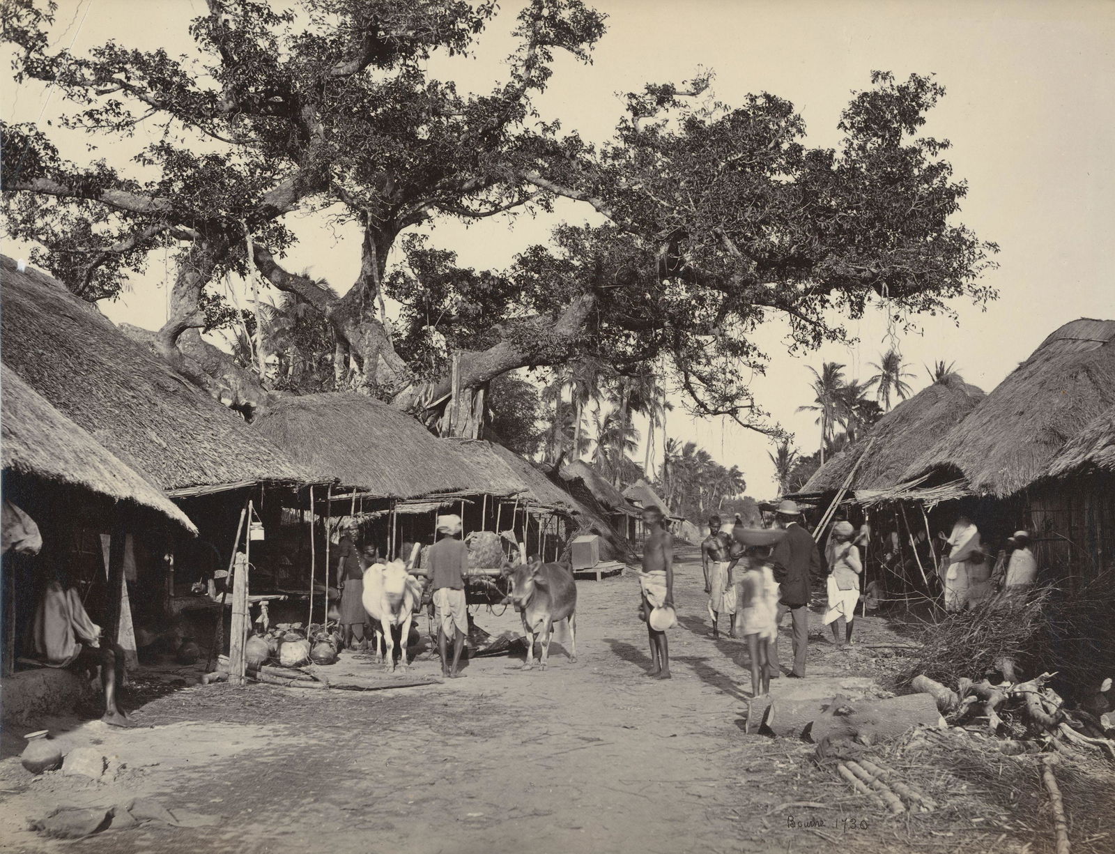 Calcutta; Rustic Scenes and Rural Life in Bengal: Calcutta; Rustic Scenes and Rural Life in Bengal. Samuel Bourne #1730. Photographer's credit and number in negative. Very good contrast and tonality, repaired tear to top left corner. Illustrated in S