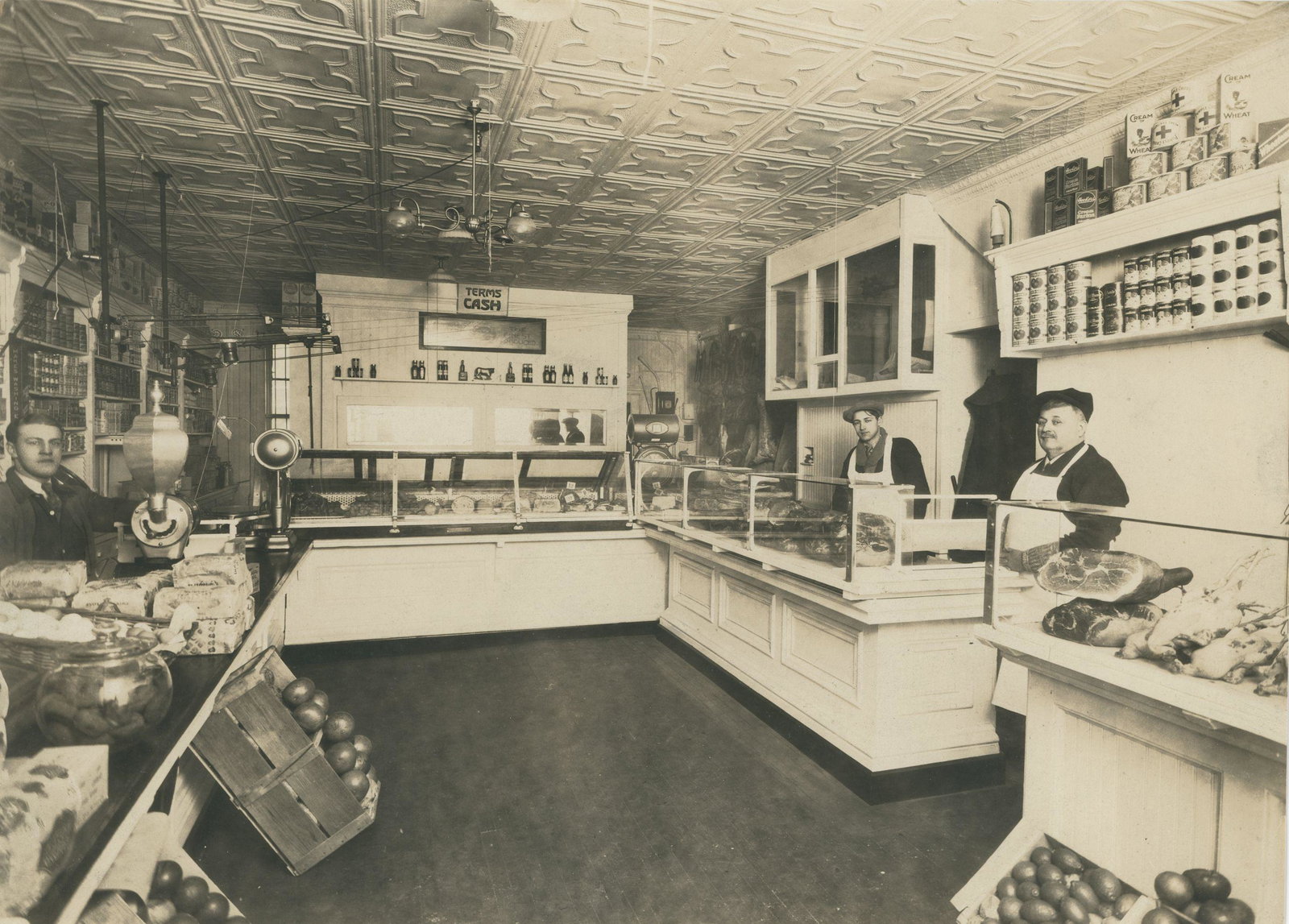 Interior of a Butcher's Store, N.Y. c1910 (1 of 1)