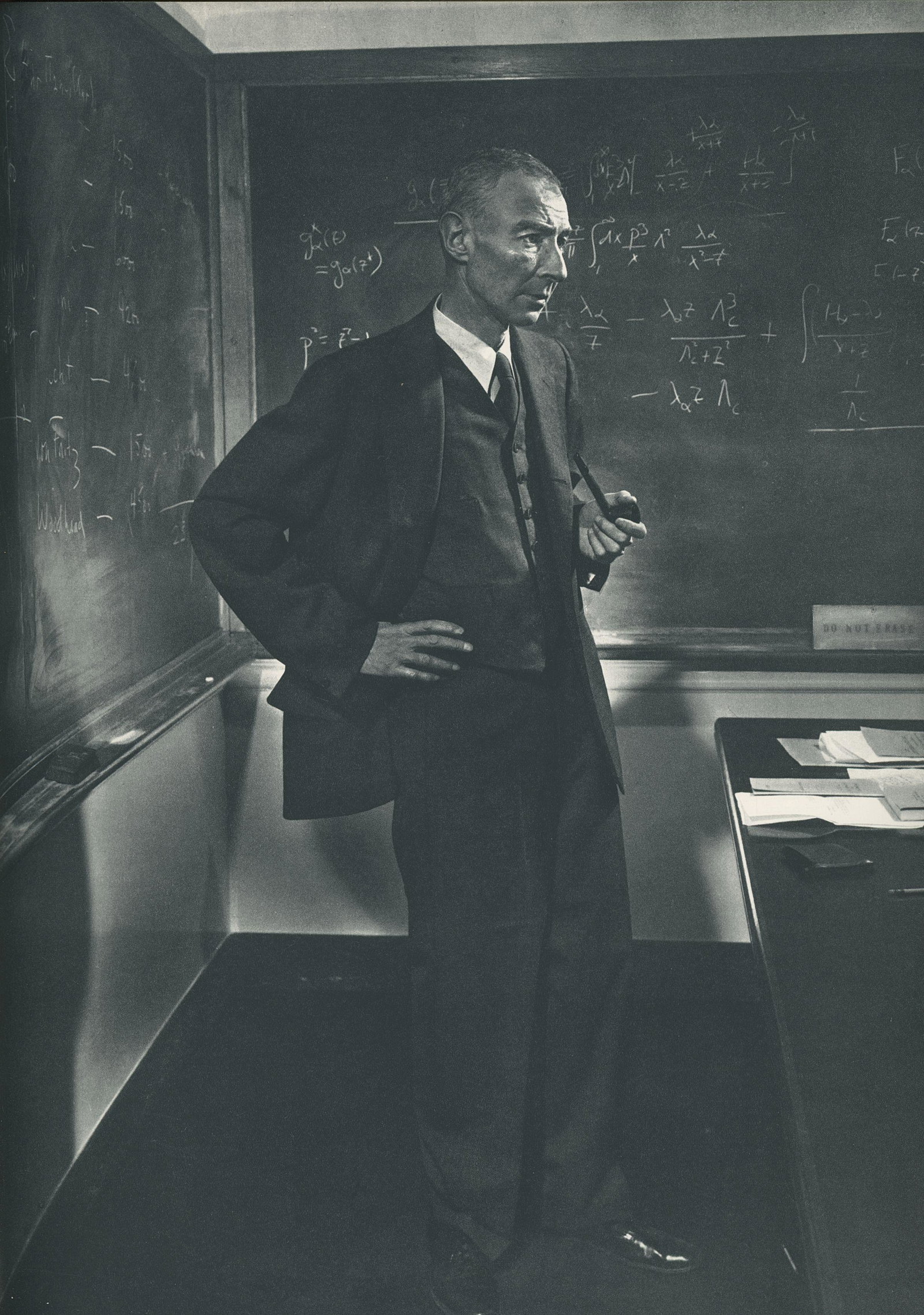 Robert Oppenheimer. C1971: Robert Oppenheimer. C1971. Sheet-fed gravure from photograph by Yousuf Karsh. c1971. Karsh was an Armenian-Canadian photographer known for his portraits of notable individuals. He has been described a