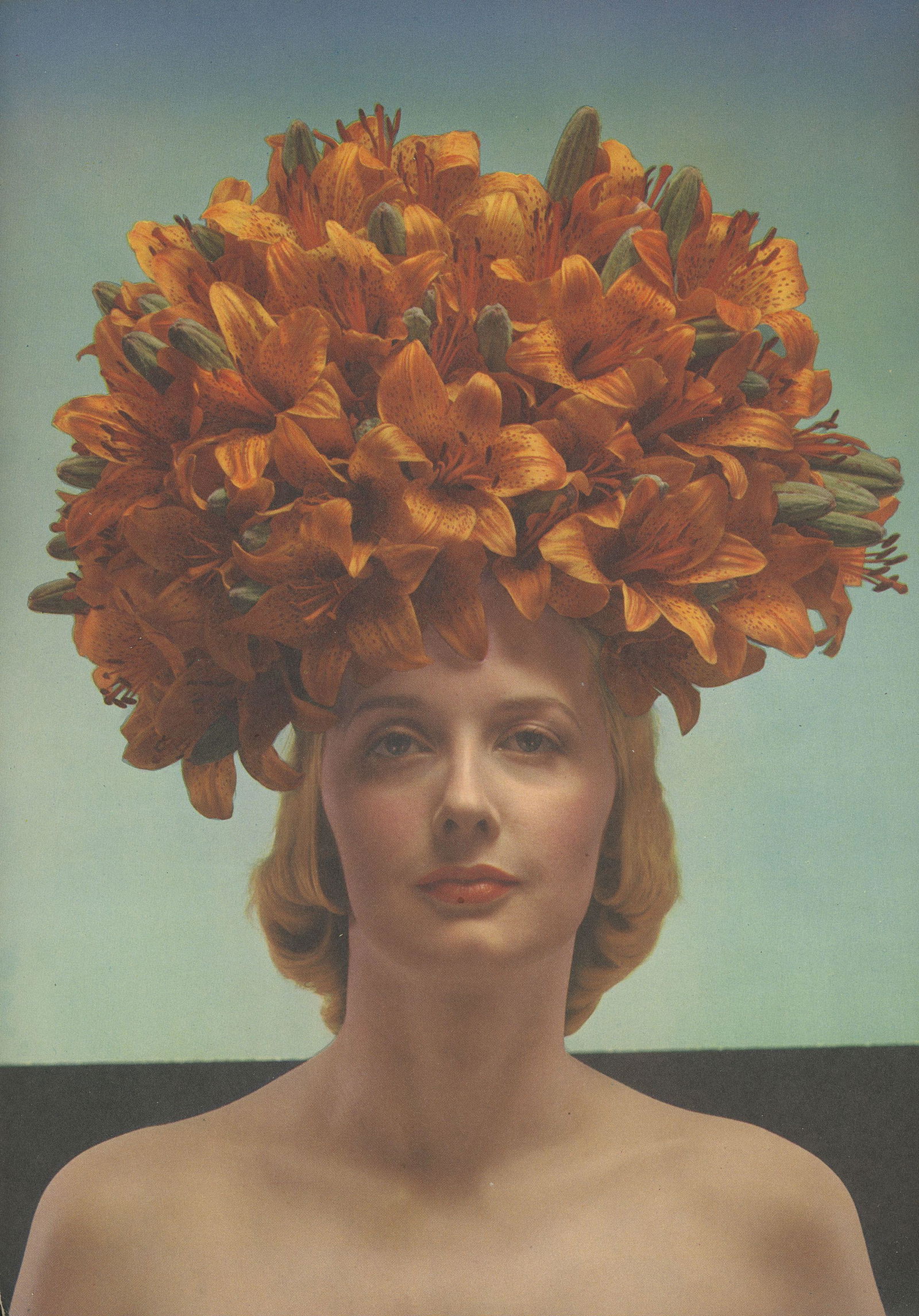 Heavy Lilies by Edward Steichen. c1937: Heavy Lilies by Edward Steichen. C1937. Printed in Four color deeptone offset. 11.5 x 8 in. Rev: Lotus Fore by Bob Wallace. B & W. double depth deeptone offset. 11.5 x 8 in.