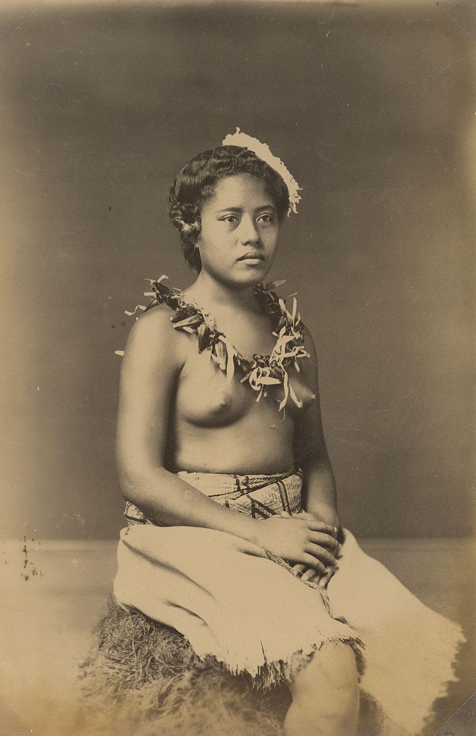 Princess Sama Sola, Samoa, who lived in Queensland: Princess Sama Sola, Samoa, who lived in Queensland Australia after her marriage. c1893. Very good contrast and tonality, bottom edge fading. Attributed to John Davis. 8 x 5.25 in. 20.32 x 13.34 cm