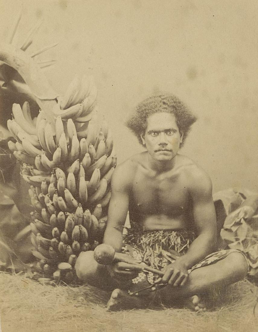 Fijian Native, c1870: Fijian Native, c1870. Good contrast and tonality. Unknown photographer. 4.25 x 3.25 in. 10.80 x 8.26 cm