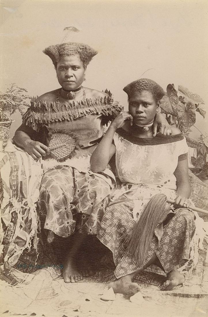 Fijian Ladies. C1880: Fijian Ladies. C1880. Good tonality & contrast. Photographer: Kerry & Co. 6 x 4 in. 15.24 x 10.16 cm