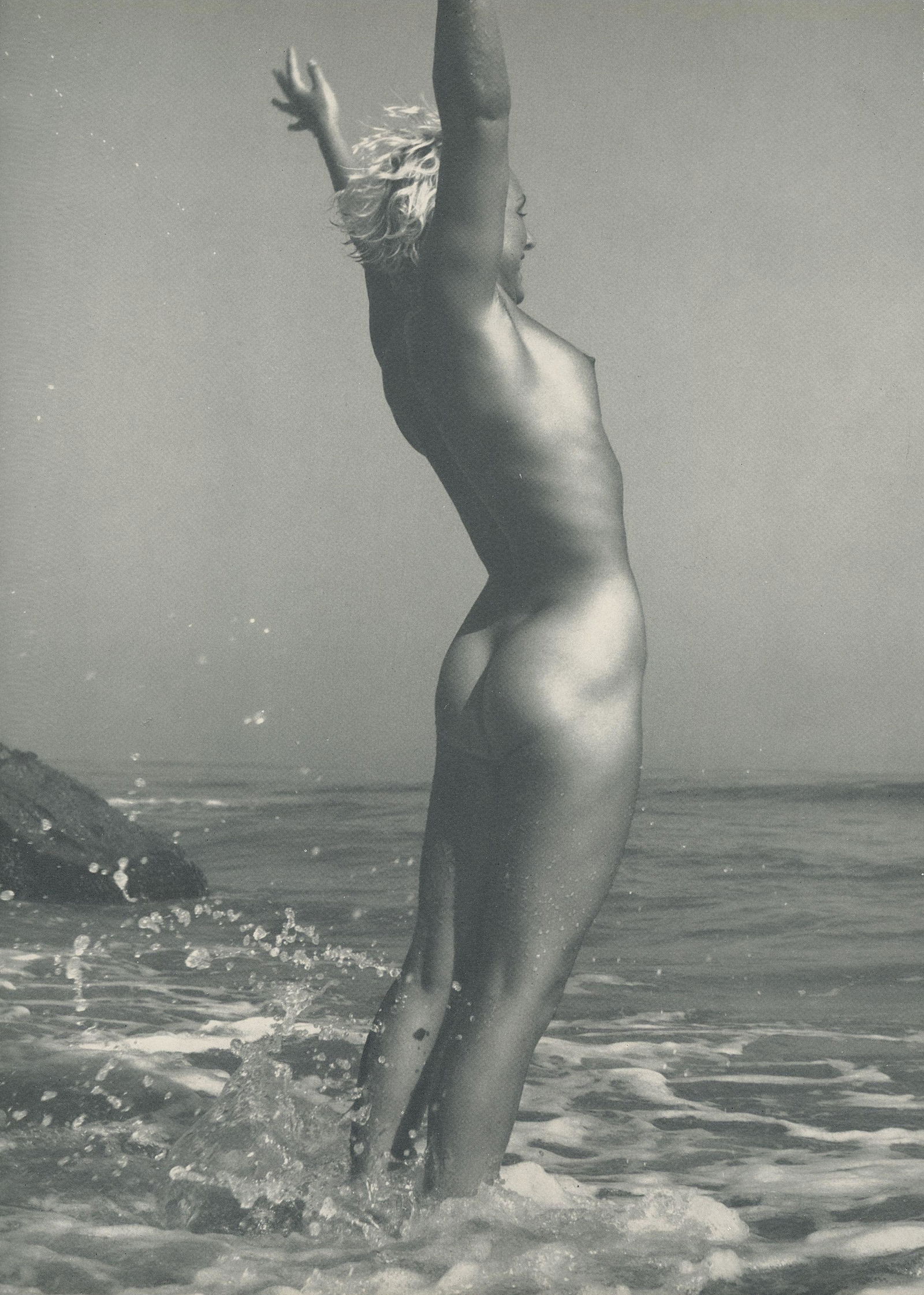 Nude by Andre de Dienes. C1958: Nude by Andre de Dienes. C1958. American-Hungarian photographer famous for nude photography and photographs of a young Marilyn Monroe. From Nude Pattern. Small ding on top corner. 10.75 x 7.625 in.