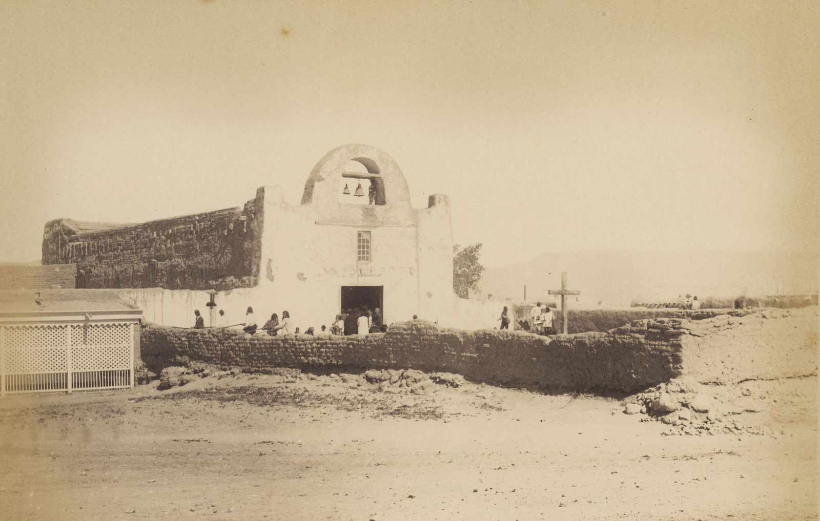 The Church, Pueblo San Juan, New Mexico. c1885: The Church, Pueblo San Juan, New Mexico. c1885. Fair â€“ good contrast and tonality. Original photograph by William Henry Jackson. 6.5 x 10 in. 16.51 x 25.40 cm