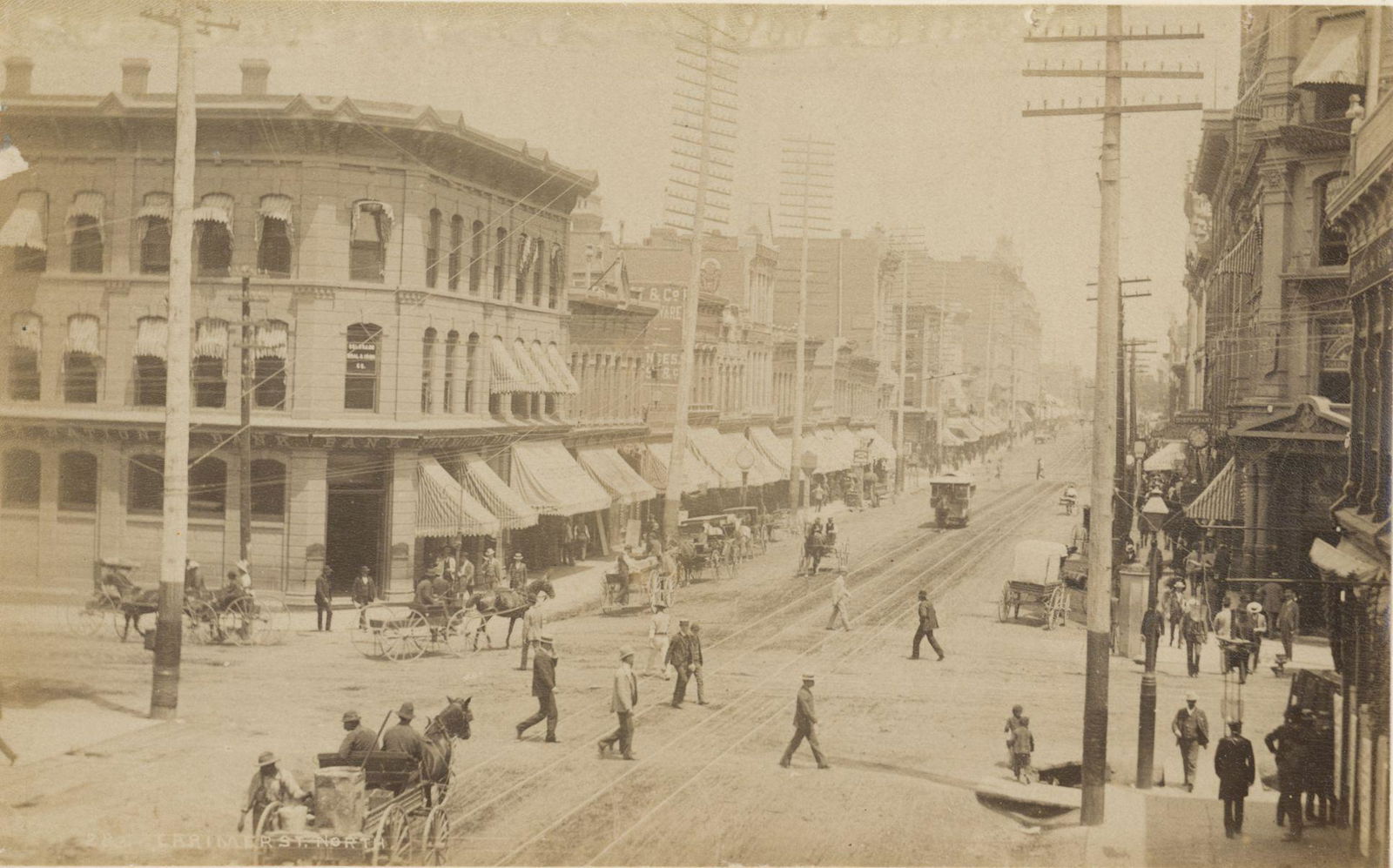 Larimer Street, Denver. C1880: Larimer Street, Denver. C1880. Fair â€“ good, image on the light side. Original photograph by William Henry Jackson. 4 x 6.5 in. 10.3 x 16.5 cm