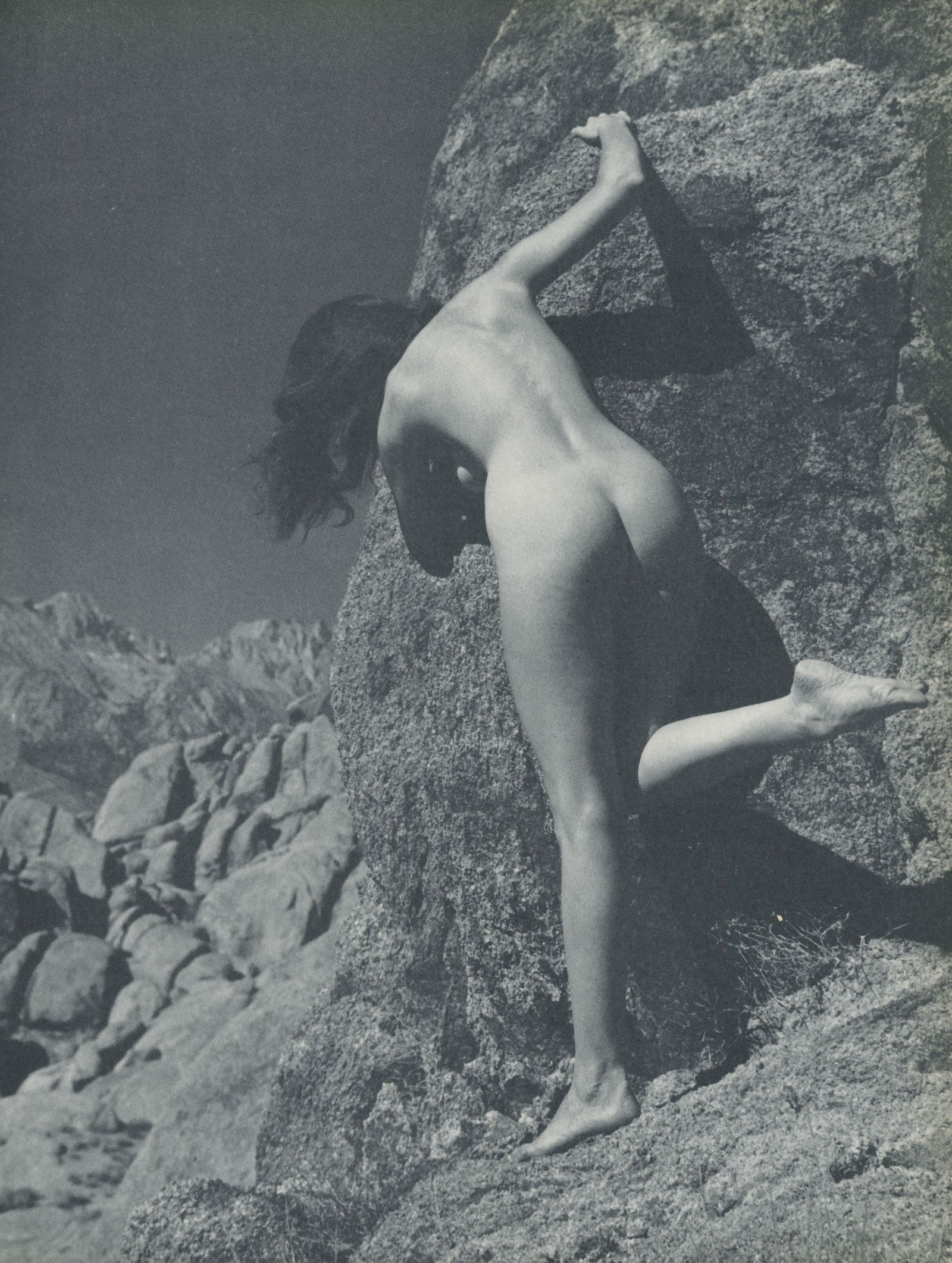 Nude by Andre de Dienes. C1962: Nude by Andre de Dienes. C1962. American-Hungarian photographer famous for nude photography and photographs of a young Marilyn Monroe. From Best Nudes. 10.9 x 8.75 in. Rev: 9.5 x 8.5 in.