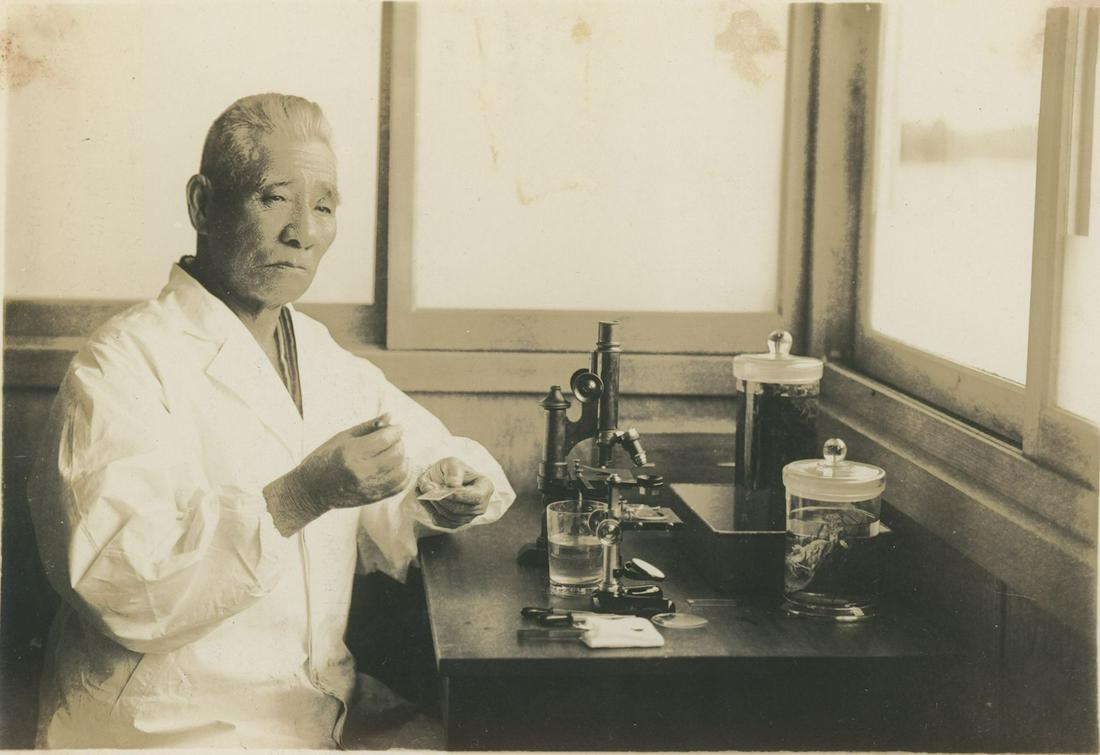 K. Mikimoto (Mikimoto KÅkichi ) c1950: K. Mikimoto (Mikimoto KÅkichi ) c1950. Inventor of Cultured Pearls. Good contrast and tonality. 3.875 x 5.625 in.