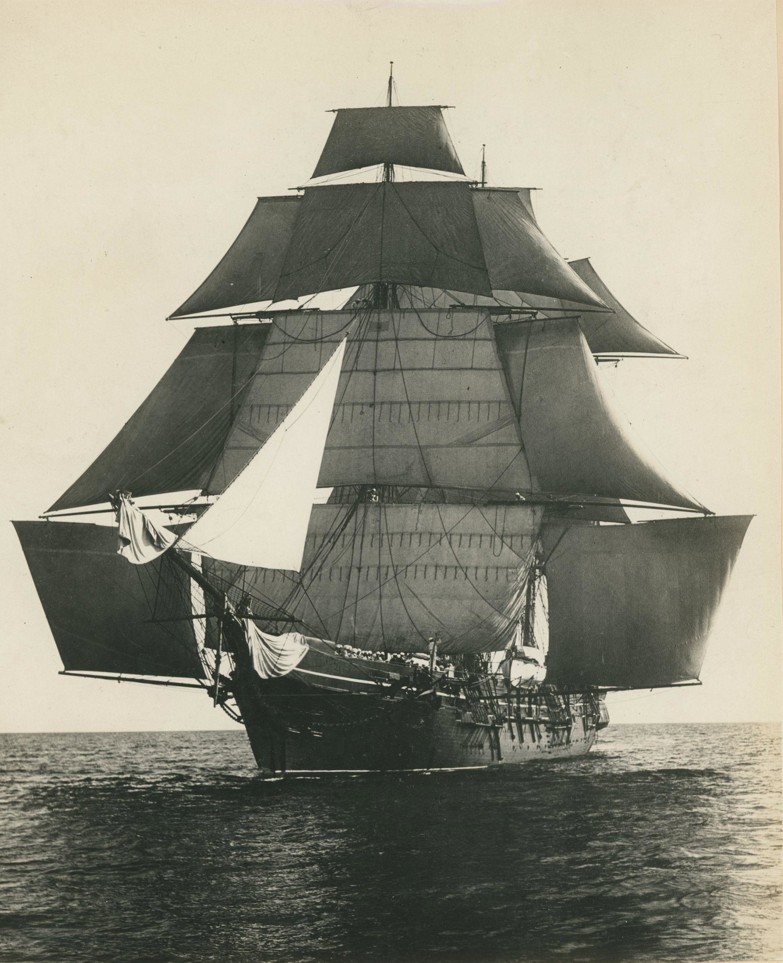 Old Training Ship 'Monongahela. c1920: Old Training Ship 'Monongahela in Full Sail. C1920. Very good contrast and tonality. Photographer: Ewing Galloway. 9 x 7.5 in.