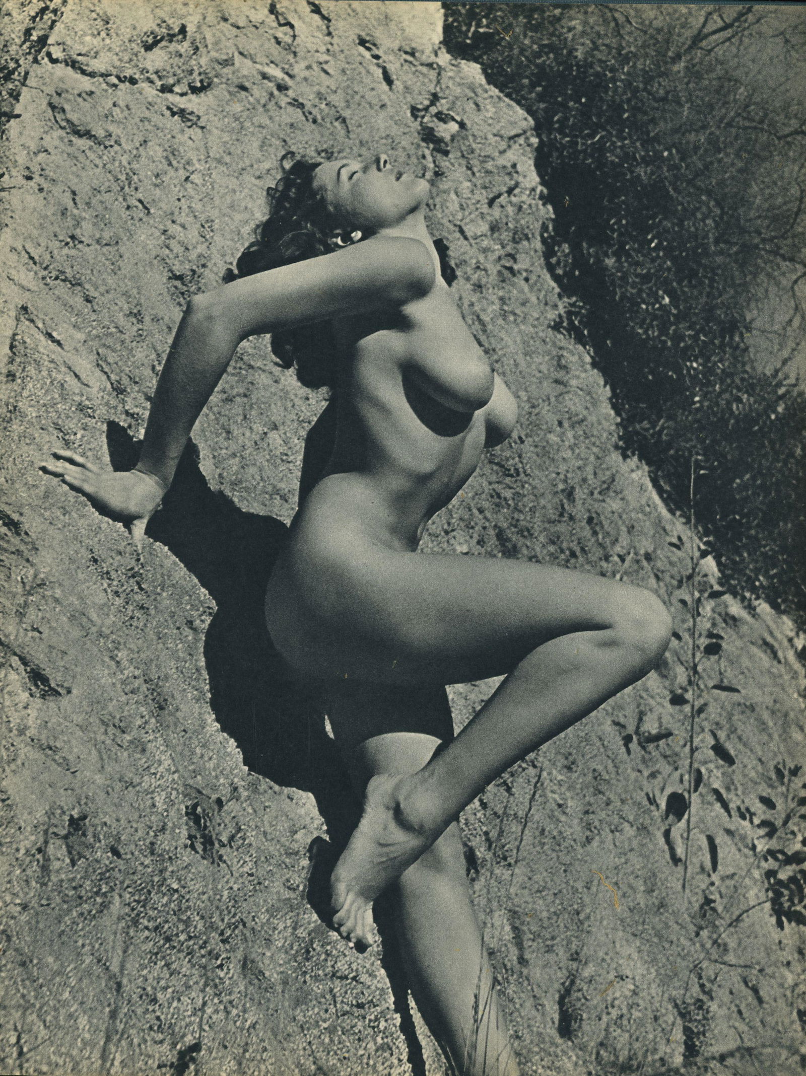 Nude by Andre de Dienes. C1956: Nude by Andre de Dienes. C1950. American-Hungarian photographer famous for nude photography and photographs of a young Marilyn Monroe. Photogravure from The Nude. 10.25 x 8.25 in. Rev: 7.5 x 6 in.
