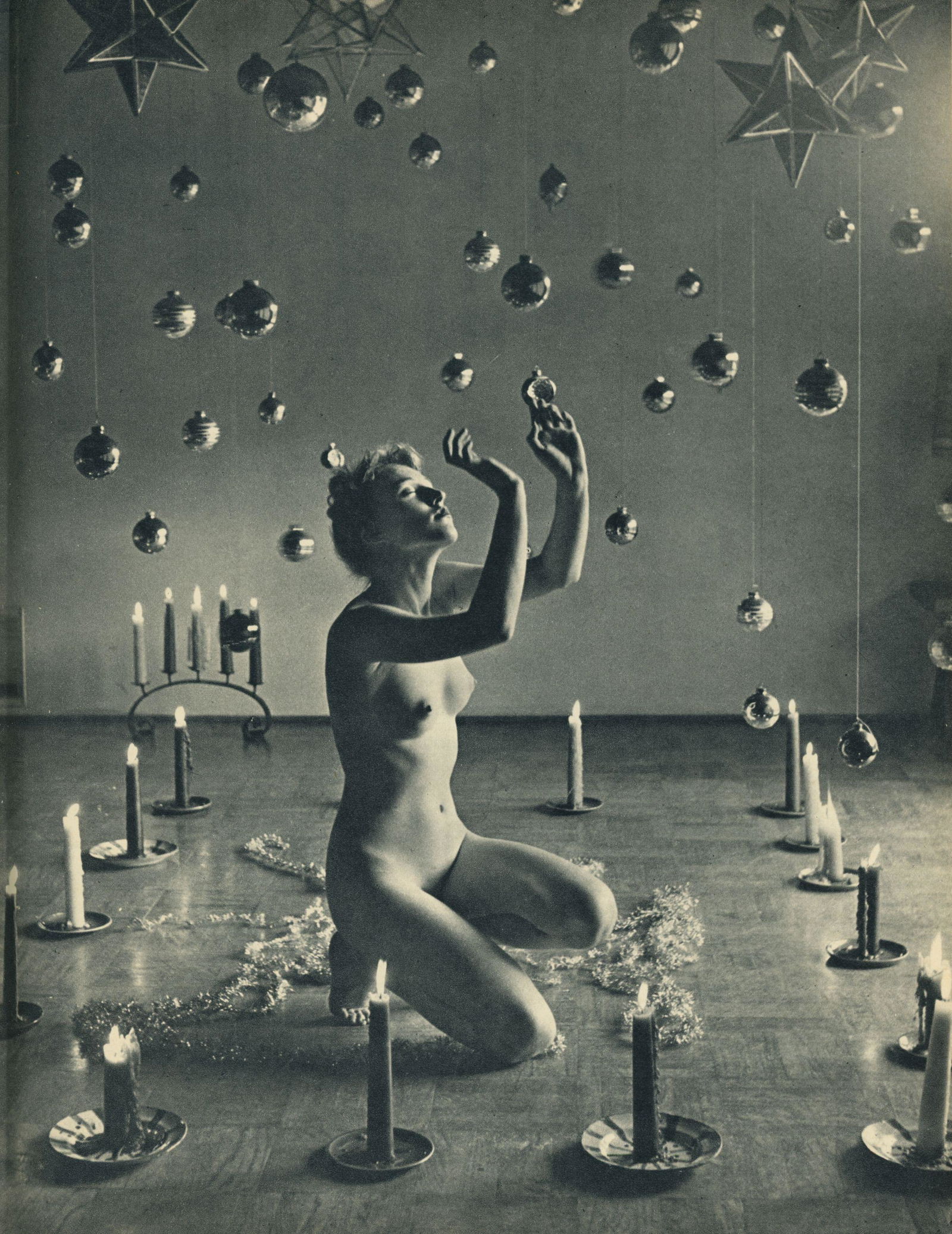 Nude by Andre de Dienes. C1956: Nude by Andre de Dienes. C1950. American-Hungarian photographer famous for nude photography and photographs of a young Marilyn Monroe. Photogravure from The Nude. 10.75 x 8.25 in. Rev: 7 x 8.25 in.