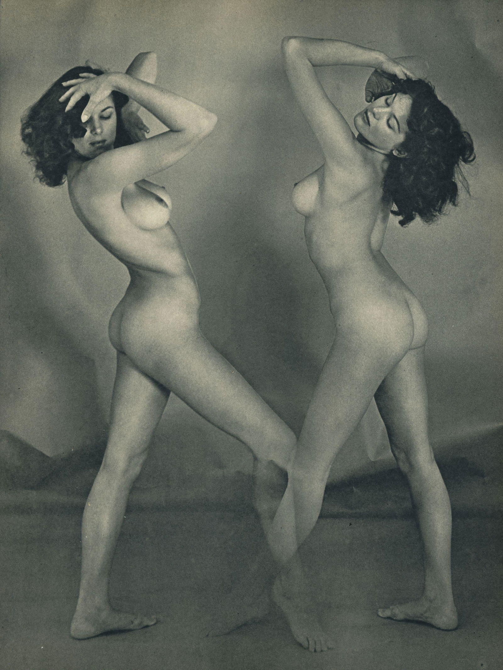 Nude by Andre de Dienes. C1956: Nude by Andre de Dienes. C1950. American-Hungarian photographer famous for nude photography and photographs of a young Marilyn Monroe. Photogravure from The Nude. 10.75 x 8.25 in.