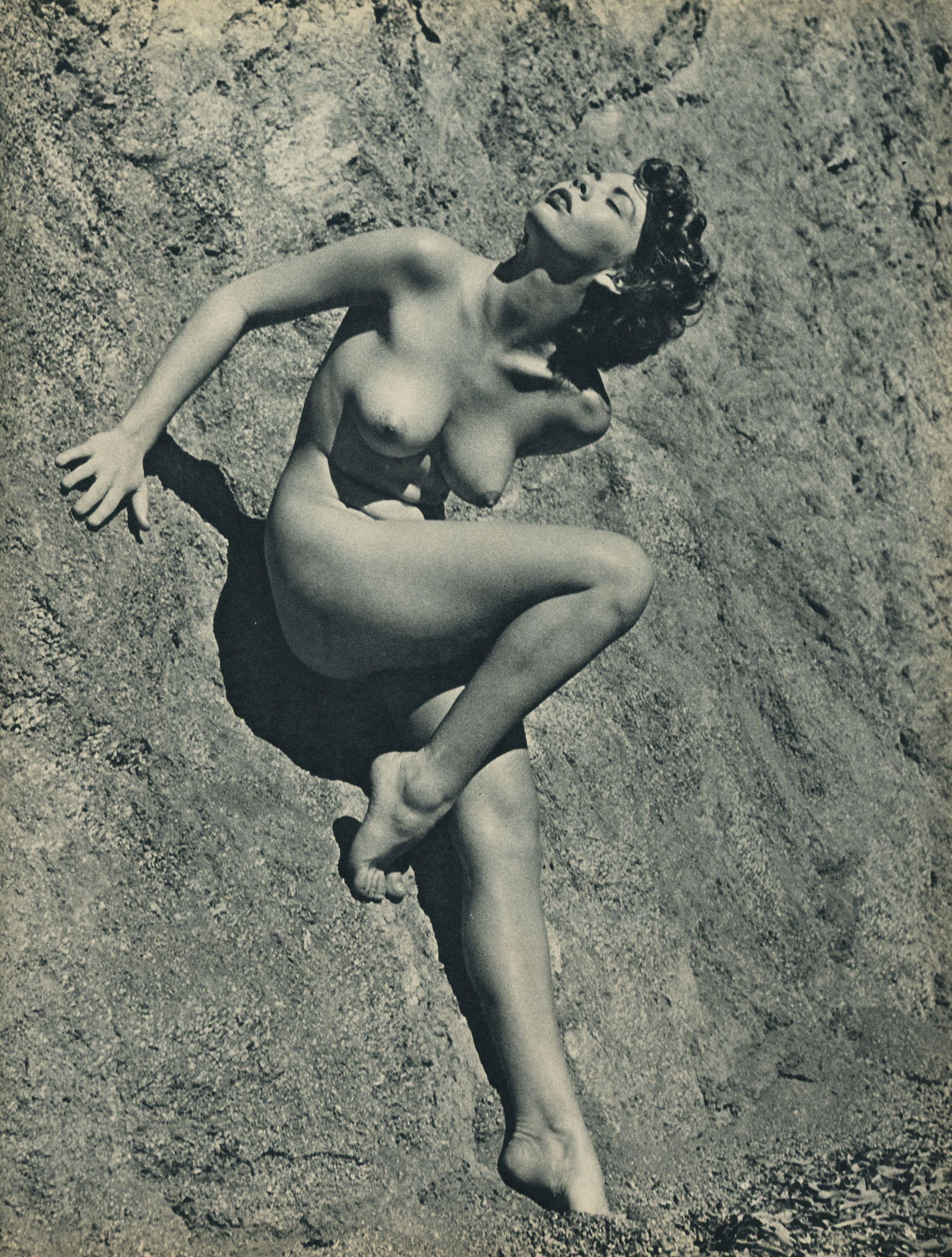 Nude by Andre de Dienes. C1956: Nude by Andre de Dienes. C1950. American-Hungarian photographer famous for nude photography and photographs of a young Marilyn Monroe. Photogravure from The Nude. 10.75 x 8.25 in. Rev: 7.25 x 6 in.