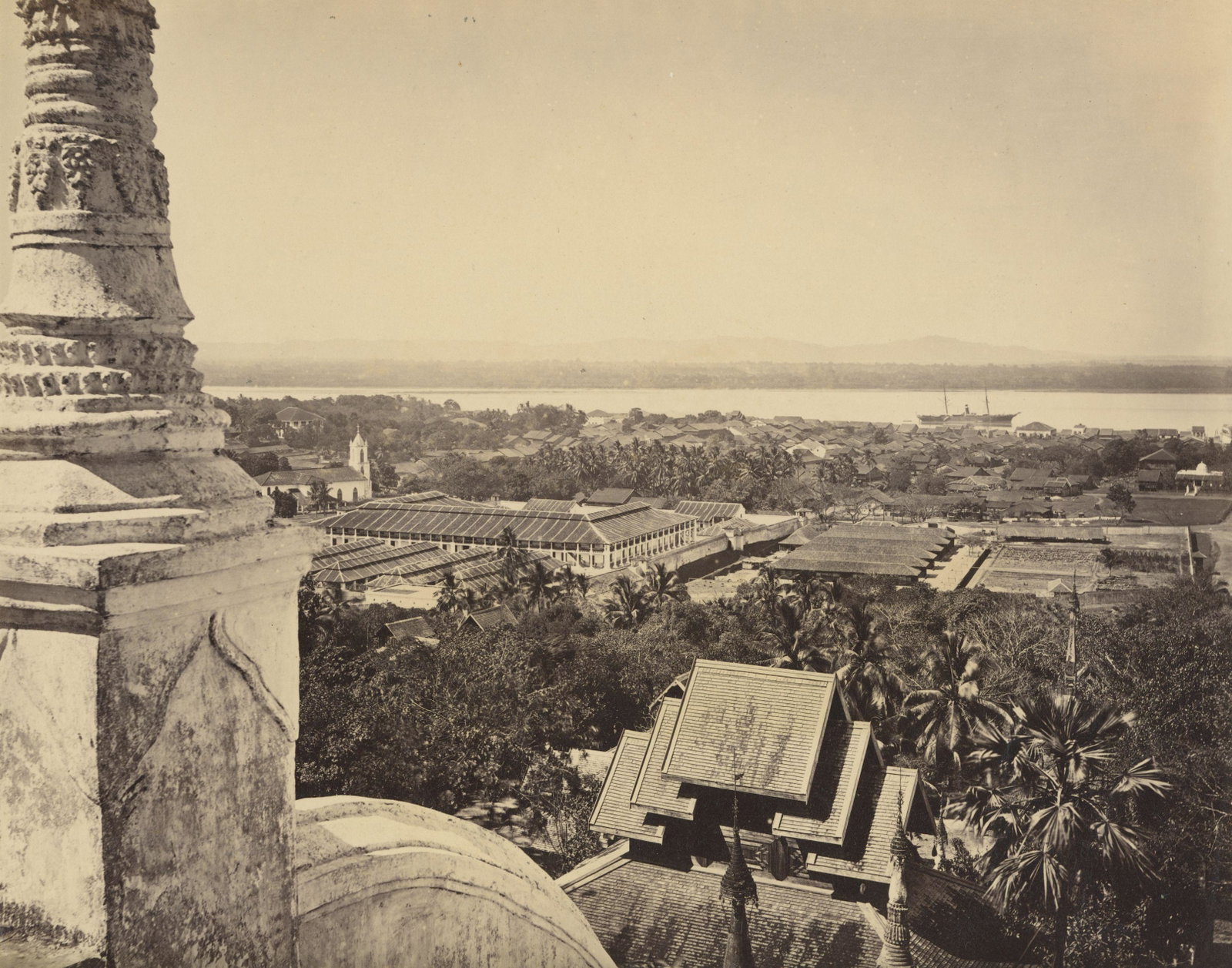 BURMA. Moulmein from the Great Pagoda. C1880: Moulmein from the Great Pagoda, Burma. C1880. Bourne & Shepherd #2364. Excellent contrast and tonality. 8.75 x 10.75 in.