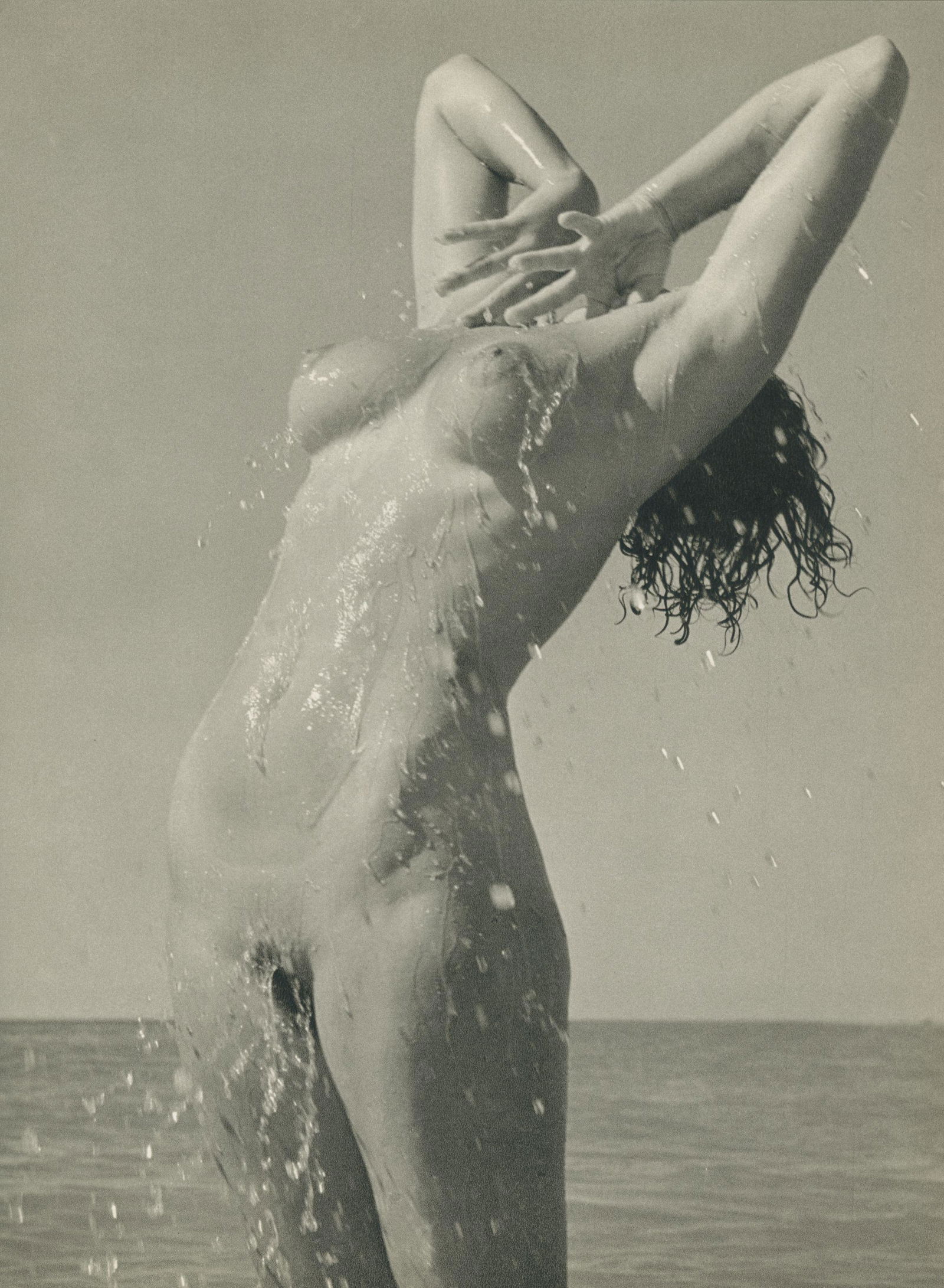 Nude by Andre de Dienes. C1965: Nude by Andre de Dienes. C1965. American-Hungarian photographer famous for nude photography and photographs of a young Marilyn Monroe. 10.625 x 7.875 in. Rev: 10.625 x 7.875 in.