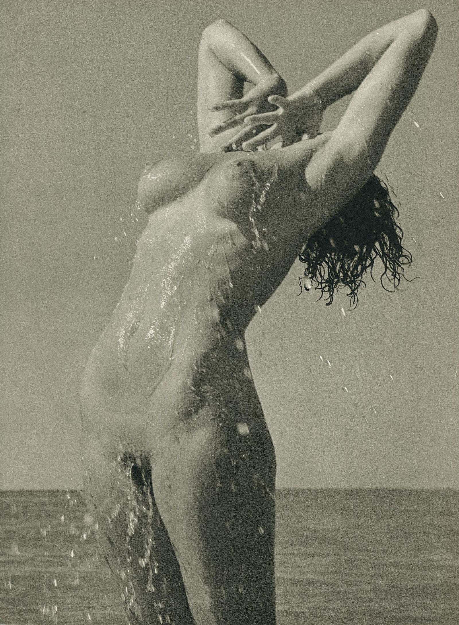 Nude by Andre de Dienes. C1965: Nude by Andre de Dienes. C1965. American-Hungarian photographer famous for nude photography and photographs of a young Marilyn Monroe. 10.625 x 7.875 in. Rev: 10.625 x 7.875 in.