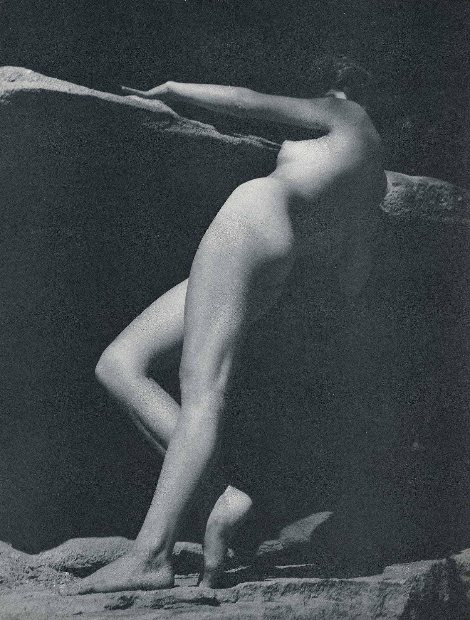 Nude by Andre de Dienes. C1962: Nude by Andre de Dienes. C1962. American-Hungarian photographer famous for nude photography and photographs of a young Marilyn Monroe. 10.825 x 8.25 in. Rev: 10.825 x 8.25 in.
