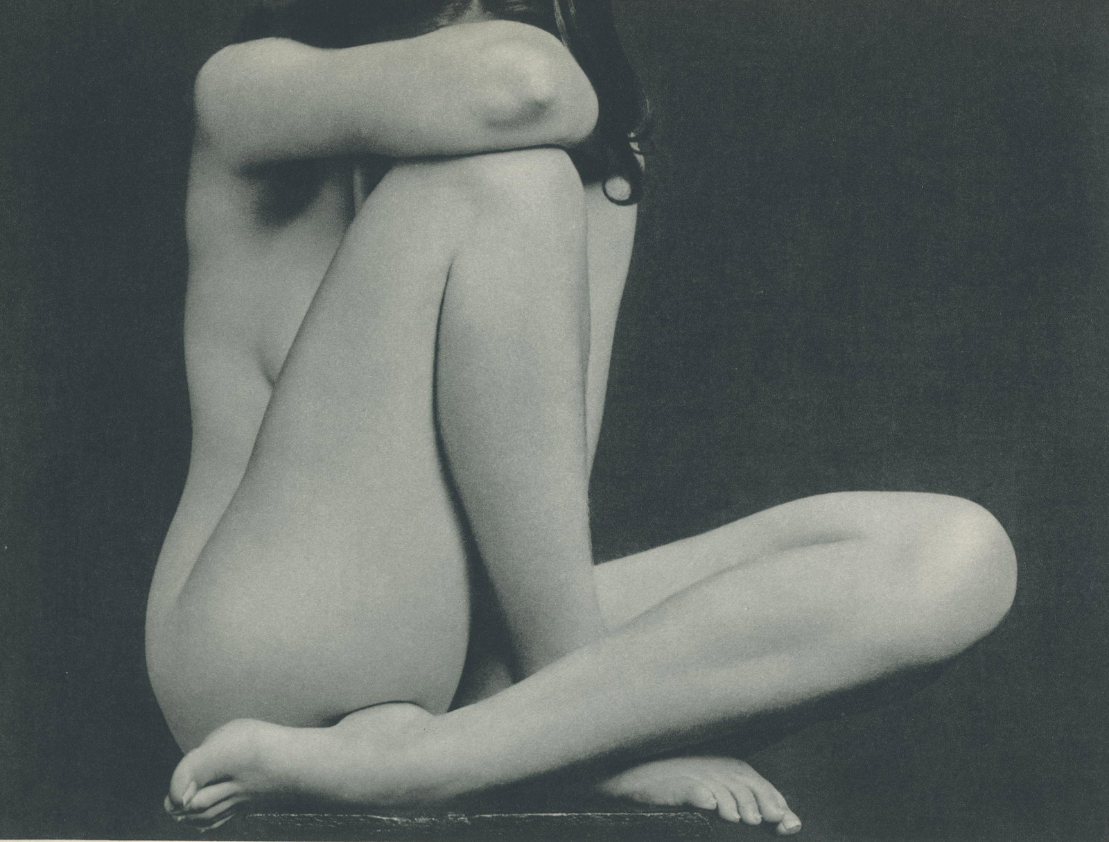 Nude by Edward Weston. c1954: Nude by Edward Weston. C1954. 7.75 x 10 in. Rev: Nude by John Adriaan. 4.75 x 9.75 in.