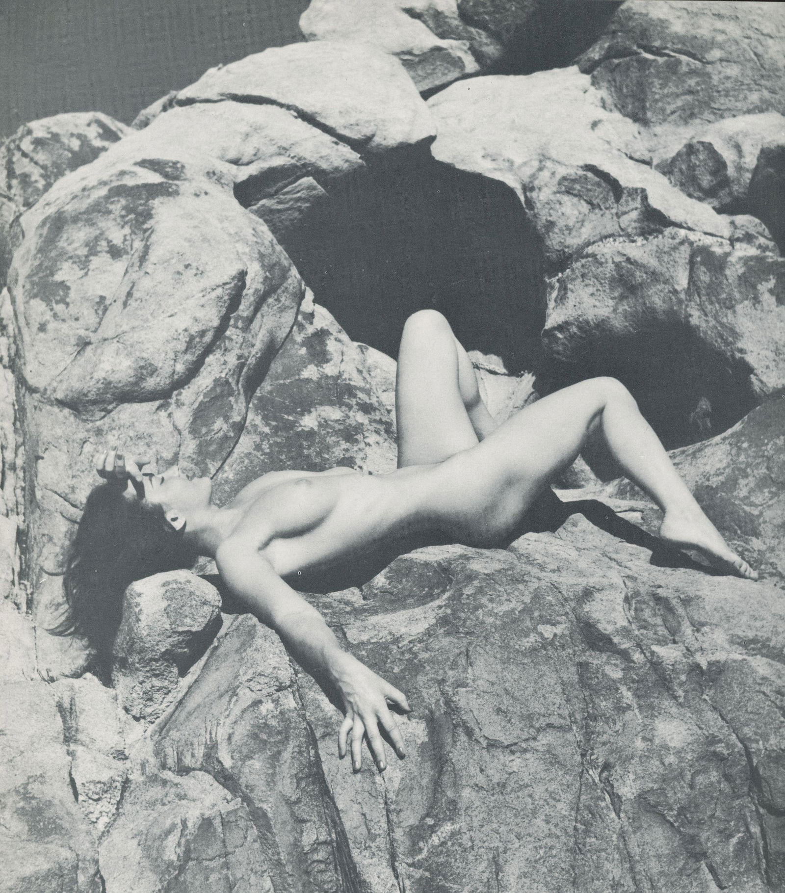 Nude by Andre de Dienes. C1966: Nude by Andre de Dienes. C1966. American-Hungarian photographer famous for nude photography and photographs of a young Marilyn Monroe. 9.25 x 8.75 in. Rev: 9.25 x 8.75 in.