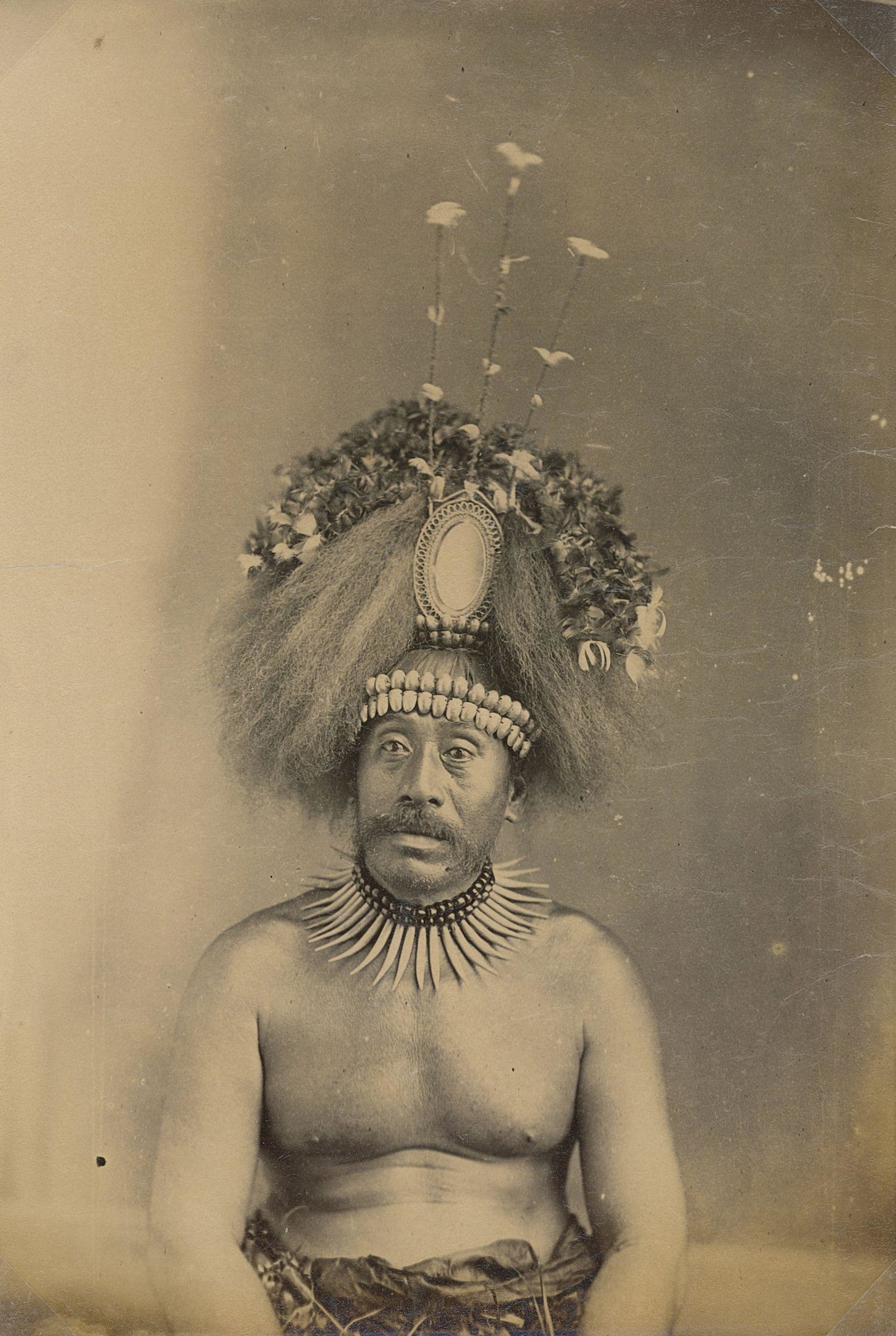 SAMOA. King Malietoa Laupepa, Samoa, c1893: King Malietoa Laupepa, Samoa, c1893. Good contrast and tonality, bottom edge fading. Photographer: Attributed to John Davis. 8.125 x 5.5 in. 20.64 x 13.97 cm