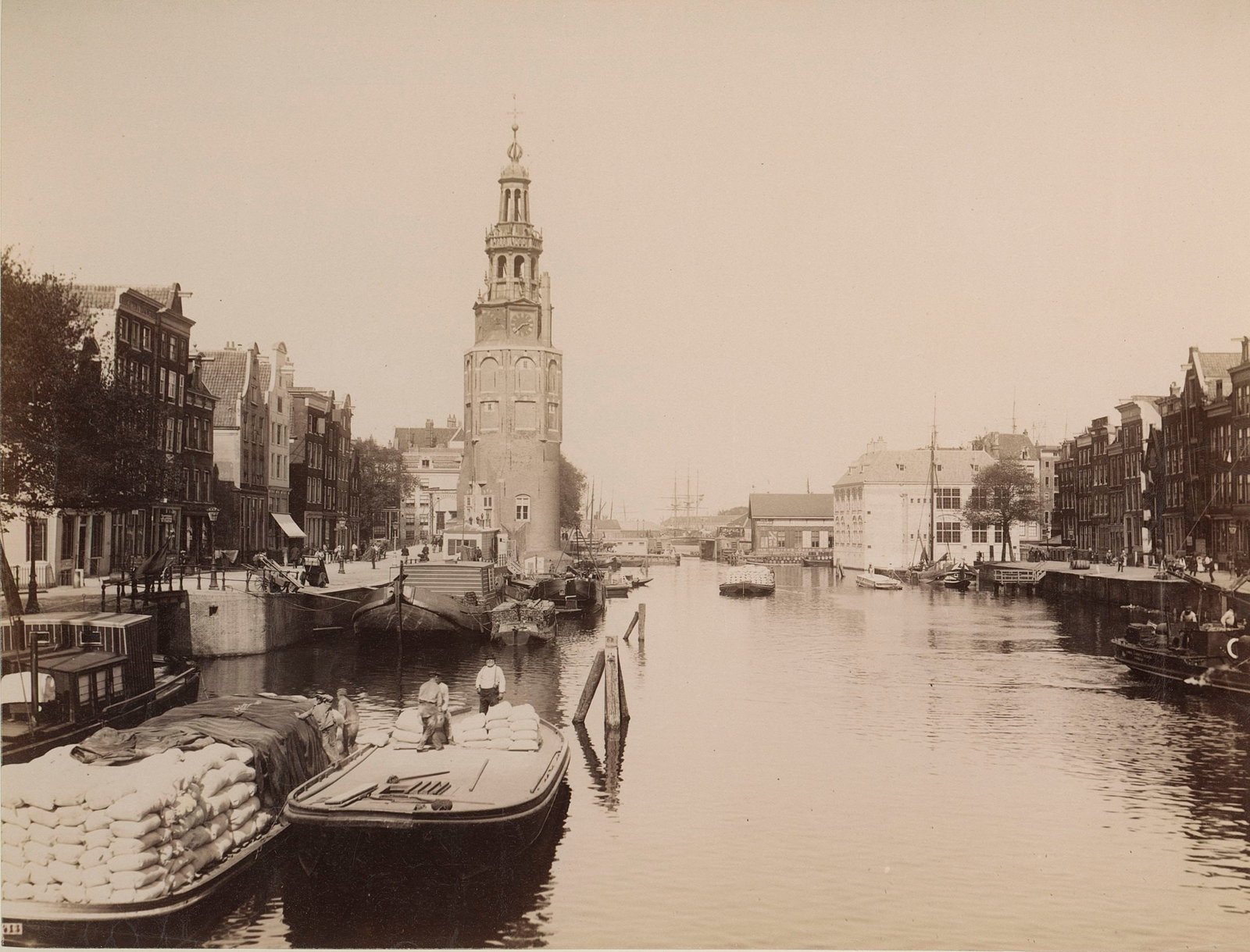 NETHERLANDS. Barges on the Canals of Amsterdam, c1880 (1 of 1)