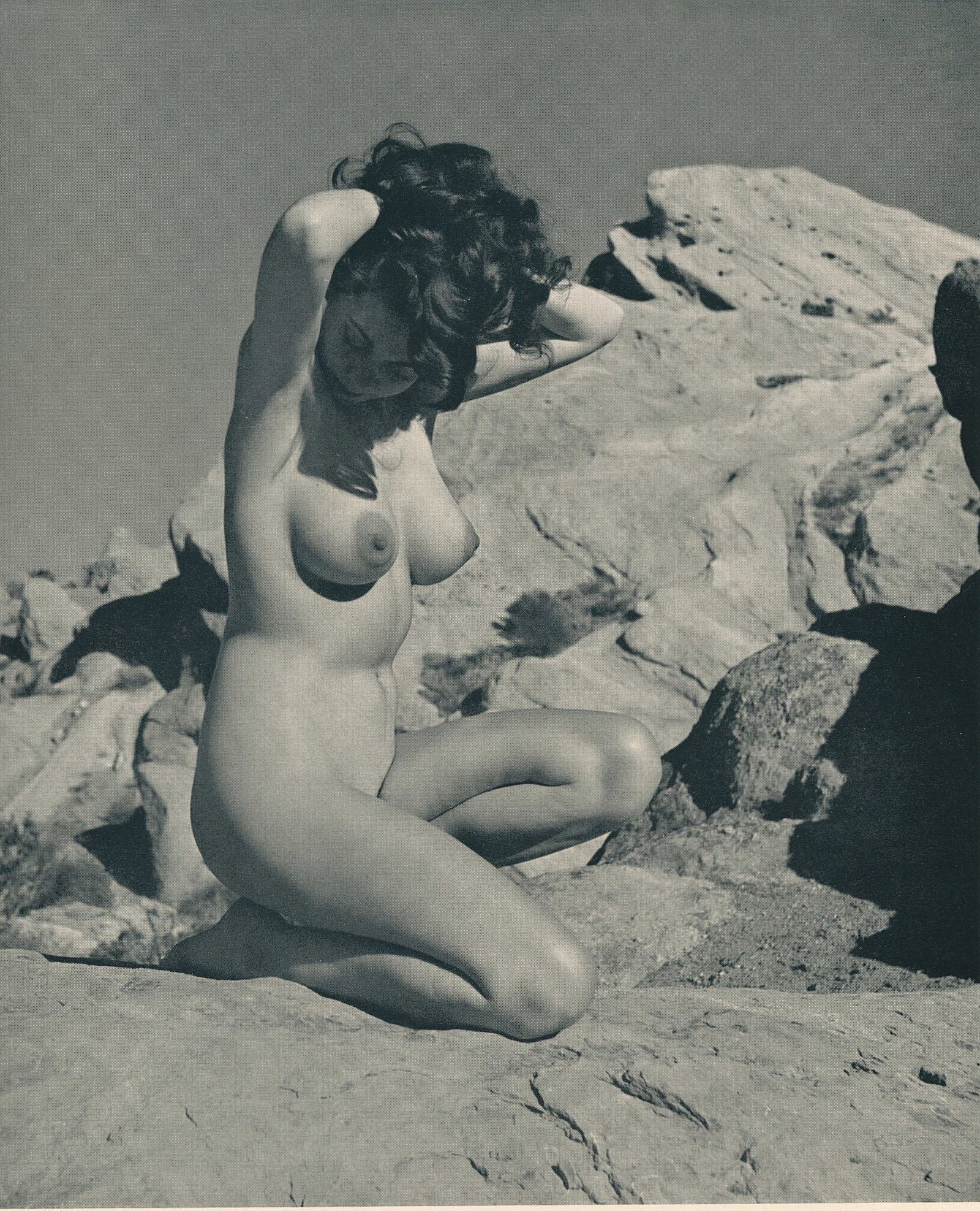Nude by Andre de Dienes. C1965: Nude by Andre de Dienes. C1965. American-Hungarian photographer famous for nude photography and photographs of a young Marilyn Monroe. 8.5 x 7 in. Rev: 10.625 x 8.25 in.