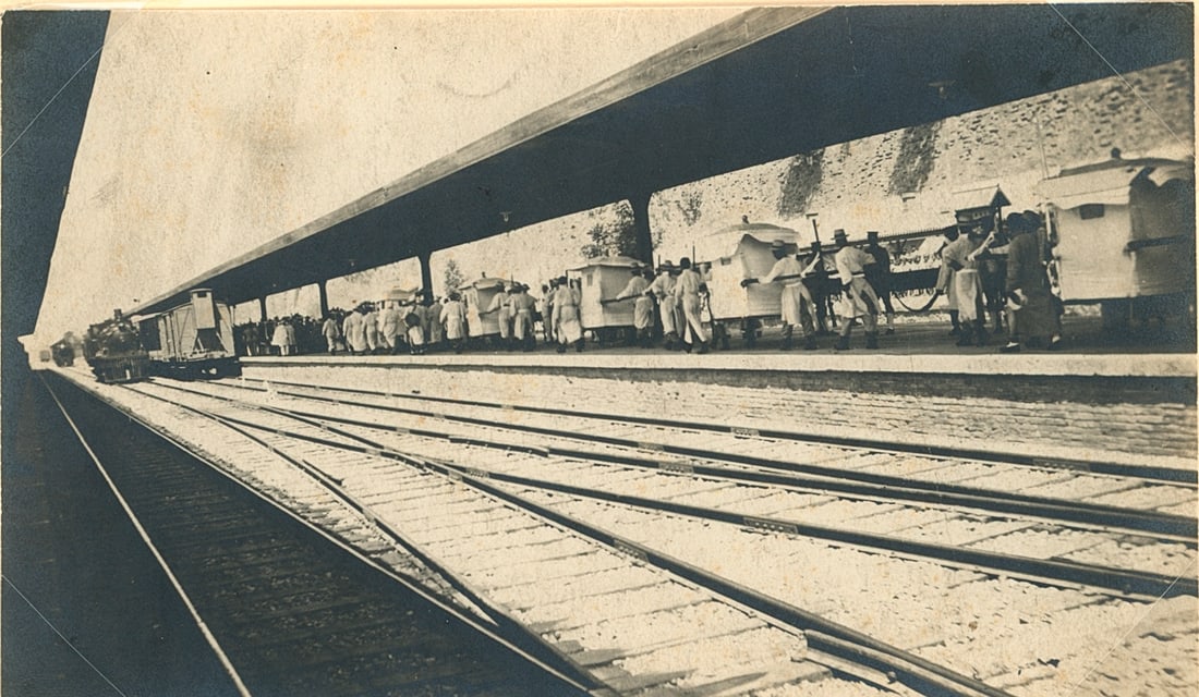 CHINA. Procession at a Station. c1925 (1 of 1)