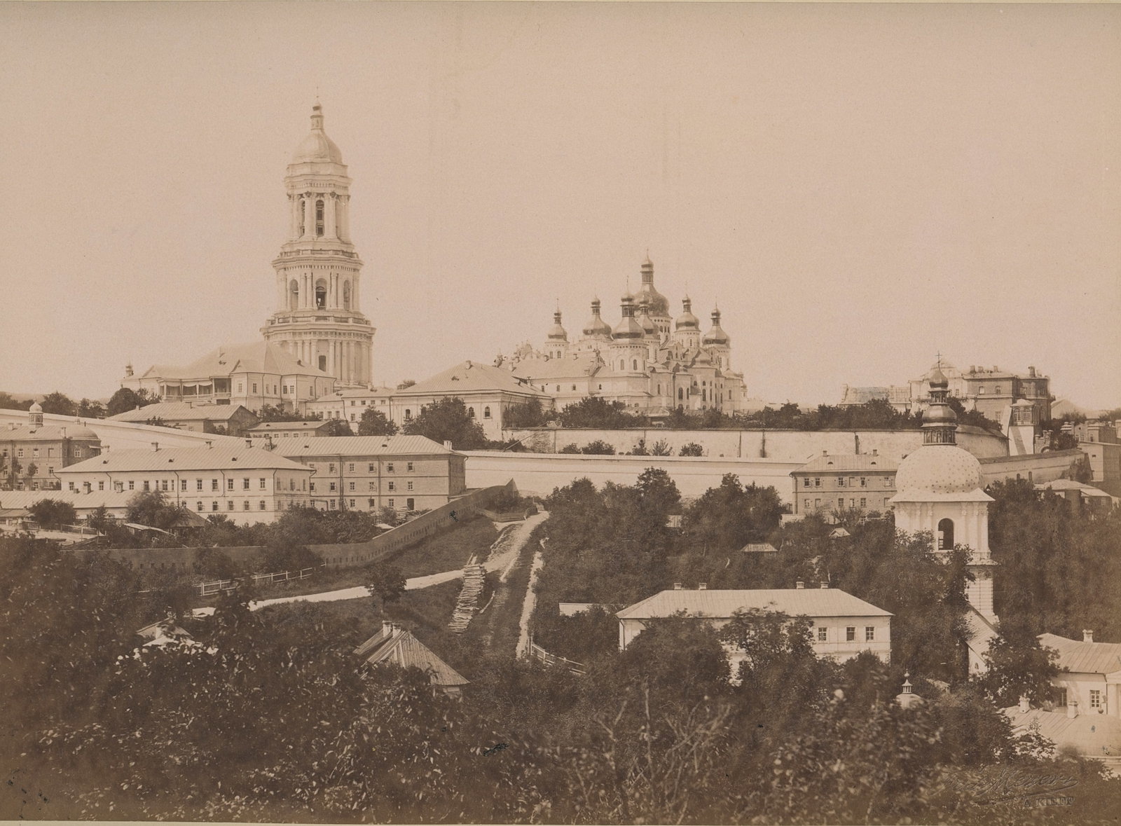 UKRAINE. Kiev, the Lavra Convent & Cathedral of the Assumption. C1890: Kiev, the Lavra Convent & Cathedral of the Assumption. C1890. Fair to Good contrast and tonality. YPhotographer: F.v de Metzerz. 8.5 x 11.5 in. 21.5 x 29.5 cm