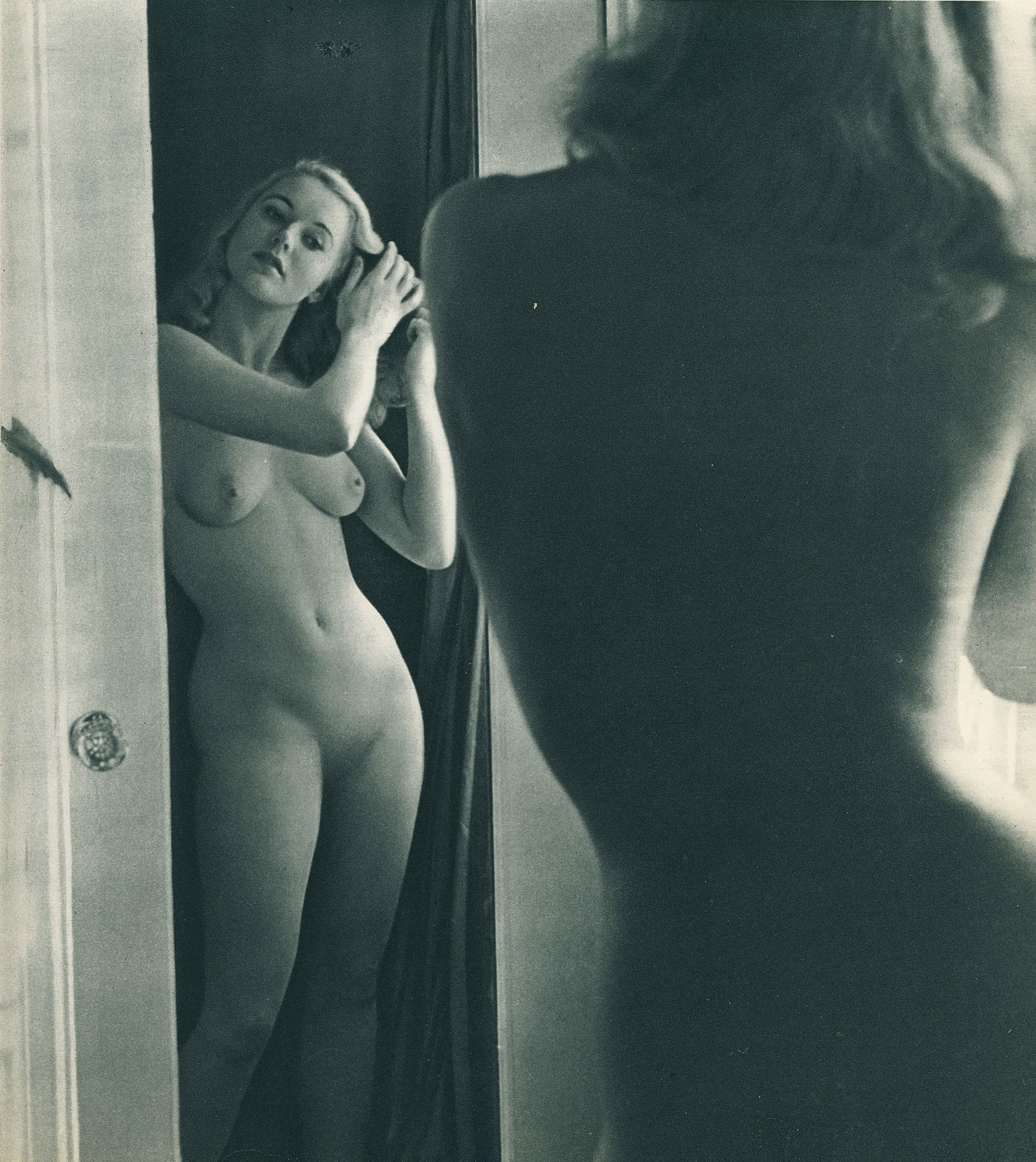 Nude by André de Dienes. C1960: Nude by André de Dienes. C1960. American-Hungarian photographer famous for nude photography and photographs of a young Marilyn Monroe. Photogravure from The Nude. 9.125 x 8.25 in. Reverse: 9.125 x 8.