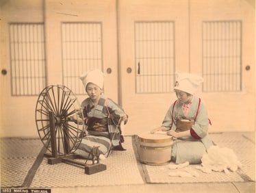 Making Silk Threads. c1880