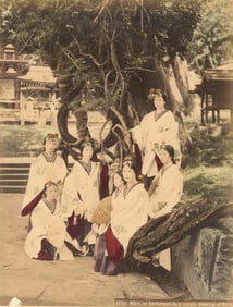 Miko, Performers in Temple Dancing, Nara, 1880