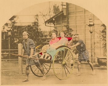 Two Courtesans in a Ricksha. c1865