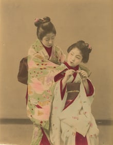 Two Demure Maeko, apprentice Geishas. C1870