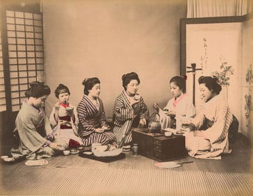 Mealtime in Japan. c1880