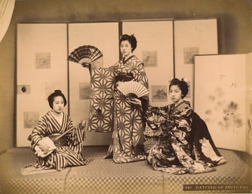 Dancing Girls in Elaborate Kimono, Japan, c1865