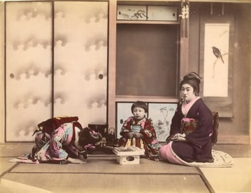 Geisha and Child Maeko. C1875